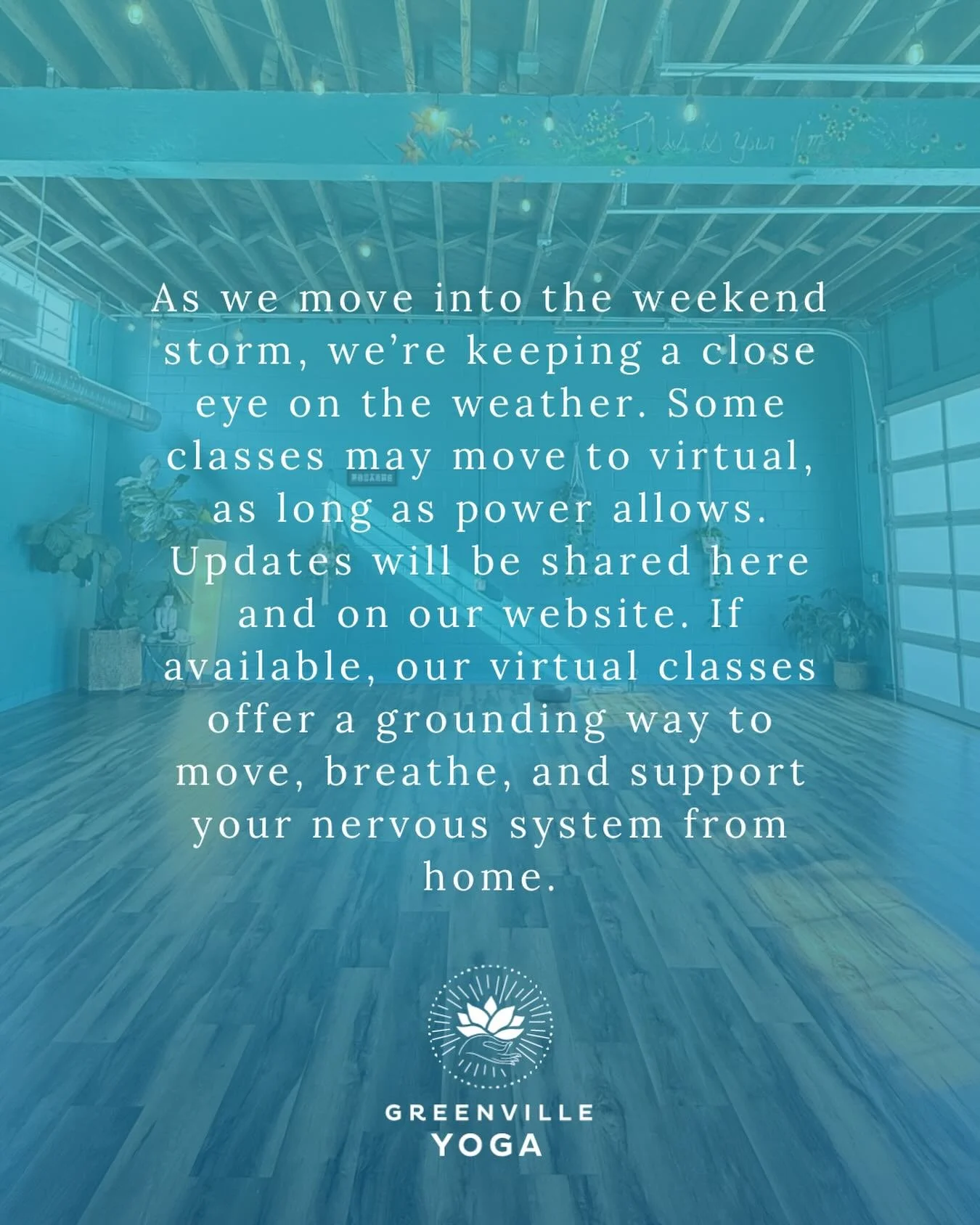 Moving through the weekend with care. Stay safe, stay warm, and know we&rsquo;re here if you need us. ❤️
.
.
.
#greenvilleyoga #greenvillesc #winterstormsupport #mindfulmovement #communitysupport