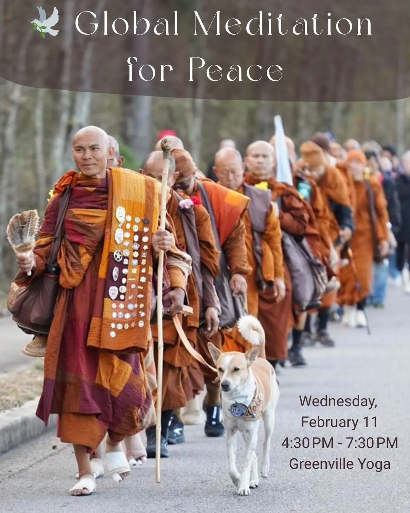 🕊️ Global Meditation for Peace

This Wednesday, we&rsquo;re pausing our normal schedule to come together as a community and send loving-kindness to all beings everywhere.

If you can&rsquo;t make it to Washington, DC for the final steps of the Walk 