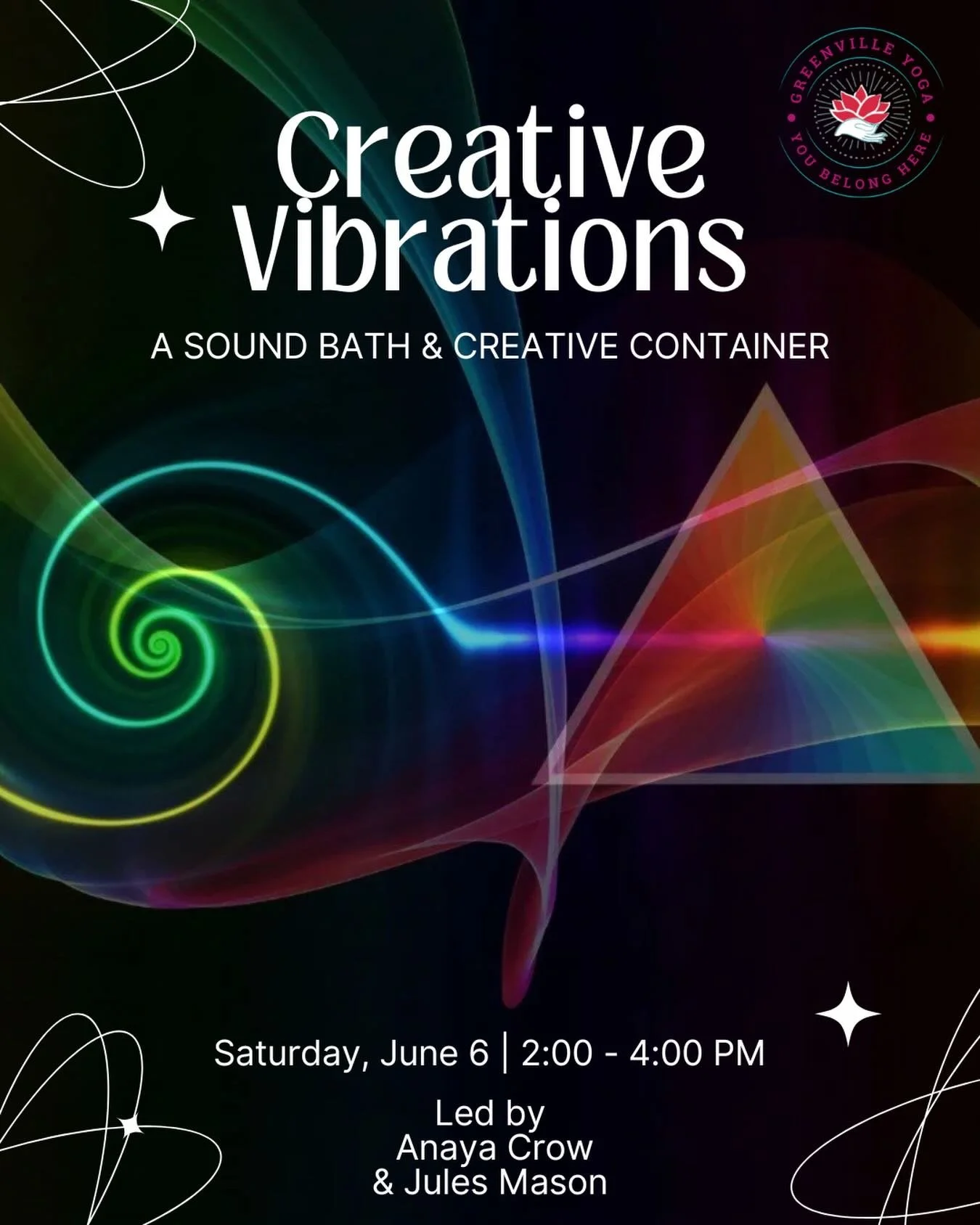 🖼️ Creative Vibrations: A Sound Bath &amp; Creative Container

Join us for a special afternoon created to hold space for creativity, inspiration, and expression. ✨

We will begin with introductions and a guided vocal expression practice to help you 