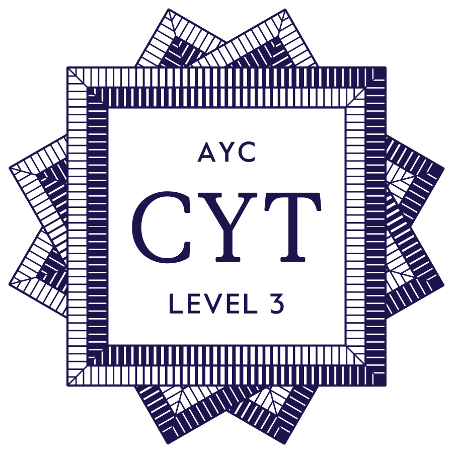 Decorative badge with geometric borders, the text 'AYC CYT LEVEL 3' in the center.