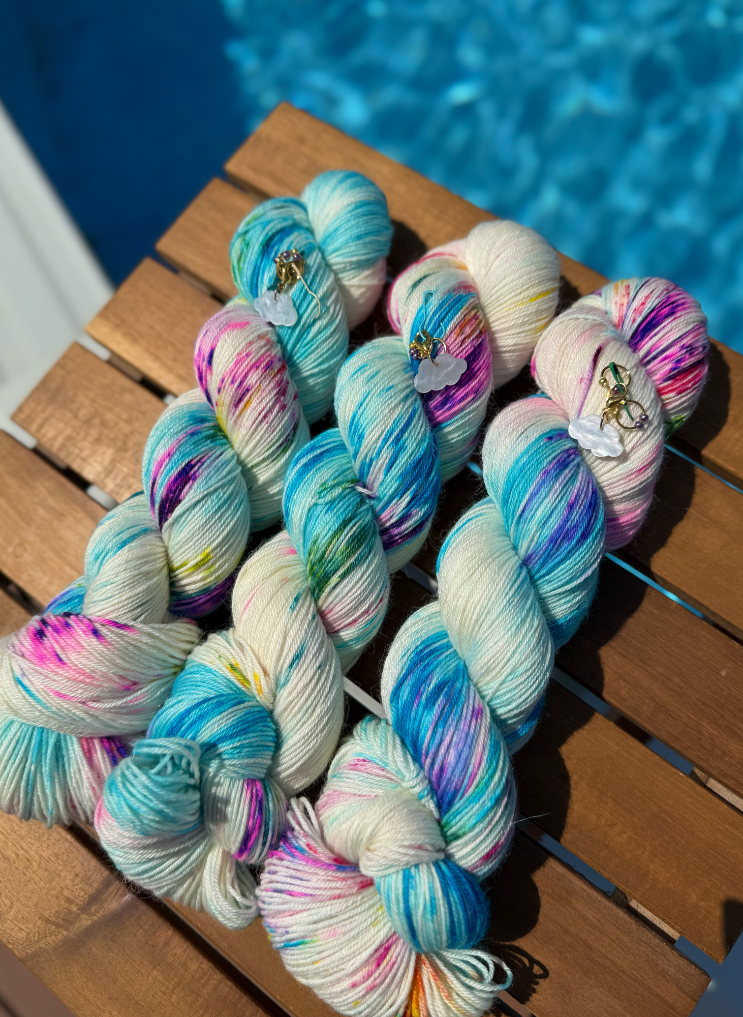 3 Royal Sock (no mini) with Shimmering Cloud Progress Keepers and 2 stitch markers
