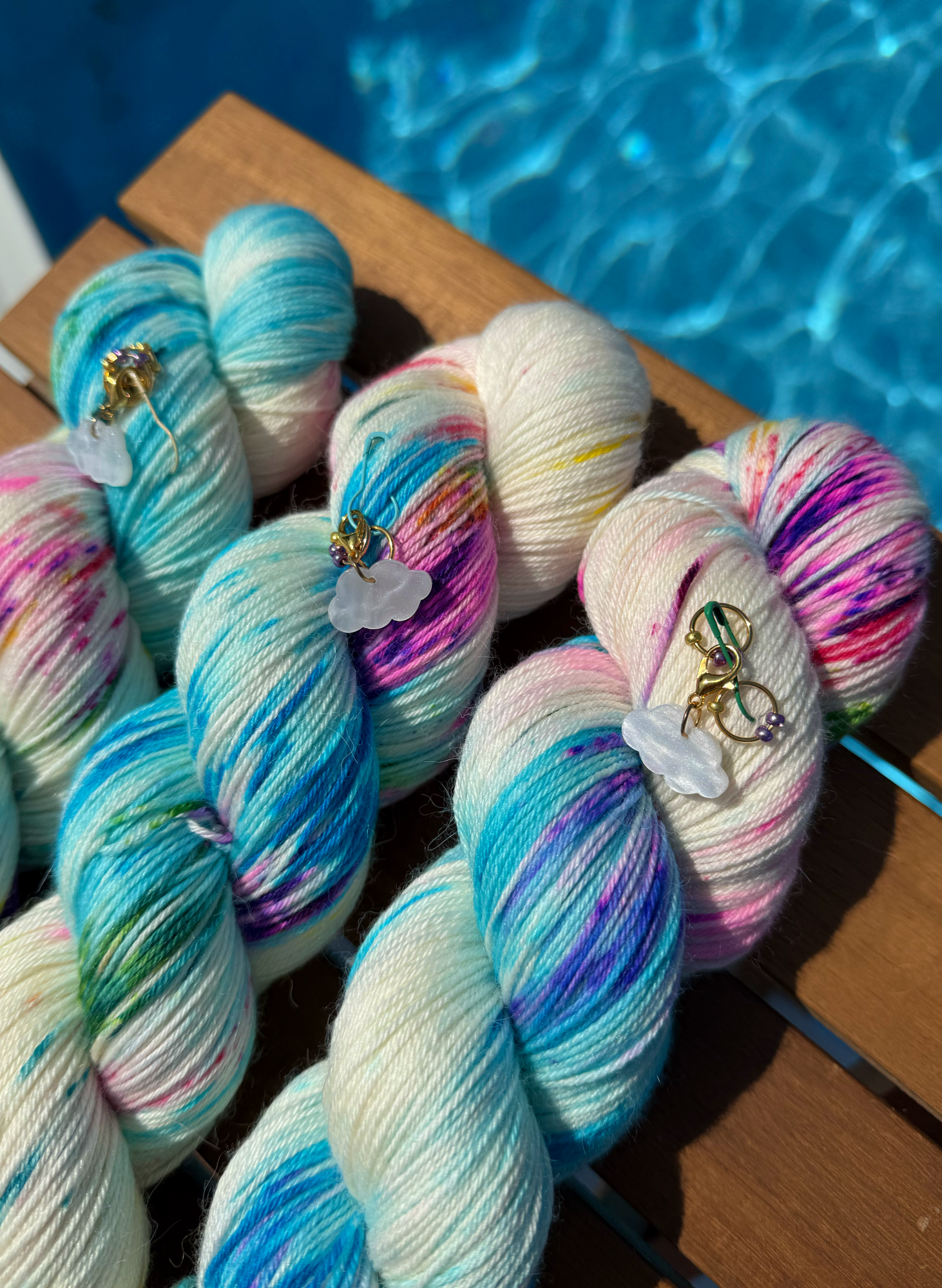 3 Royal Sock (no mini) with Shimmering Cloud Progress Keepers and 2 stitch markers