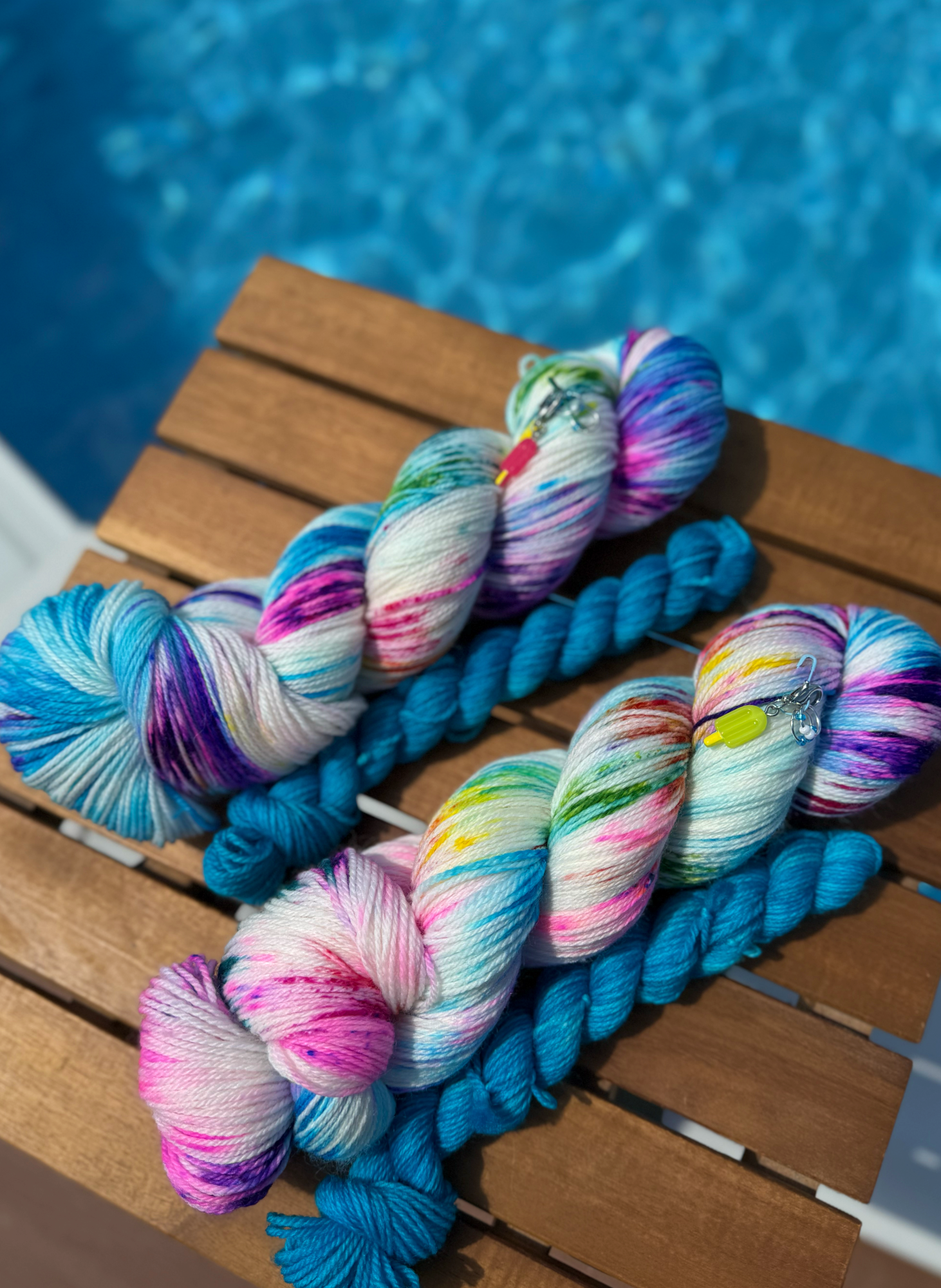 2 Coquette Sock Sets with Popsicle Progress Keepers and 2 stitch markers
