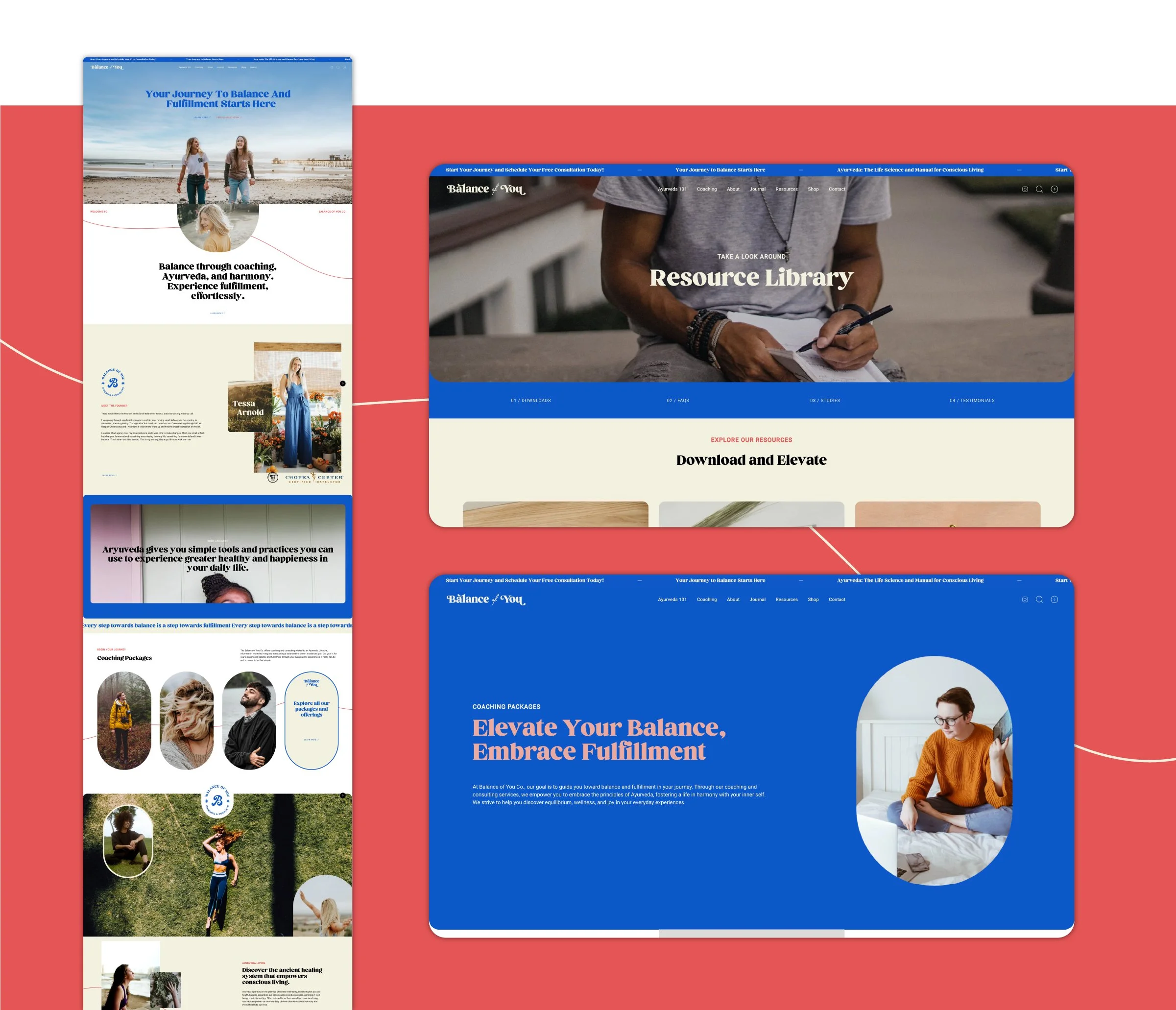 Interior page mockup created for Balance of You’s website, extending the visual system and layout across additional pages.