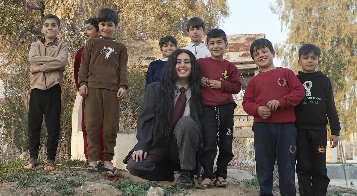 Hajan Jabar in kurdistan on set with local young boys in the city Kerkuk