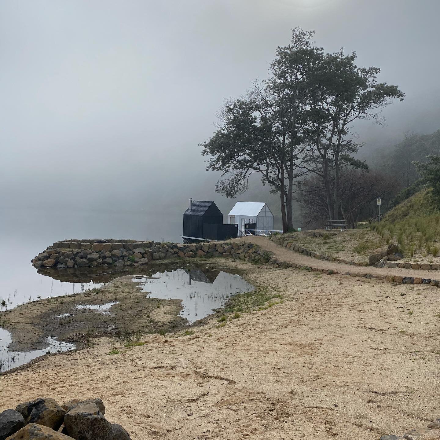 Winter is around the corner and we are booking up fast - if you really want to experience a cold plunge book in now 🔥photo @anjieblair 
.
.
.
.
.
.
.
.
#discovertasmania #coldplunge #floatingsauna #sauna #visitnortherntasmania #wimhoffmethod #takemo