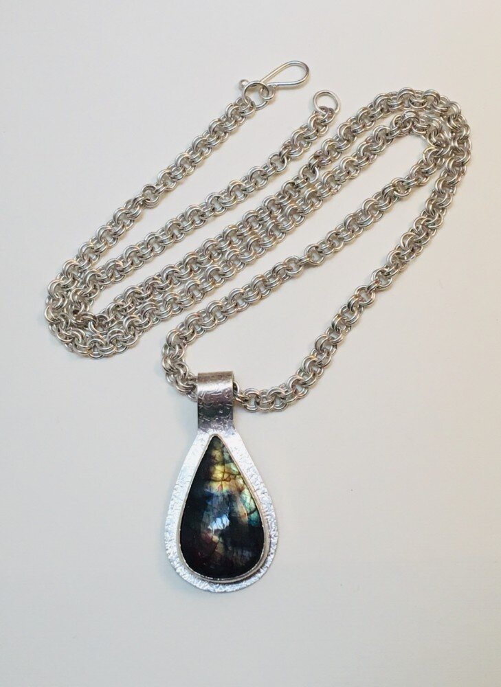 Labradorite Necklace on Handmade Chain