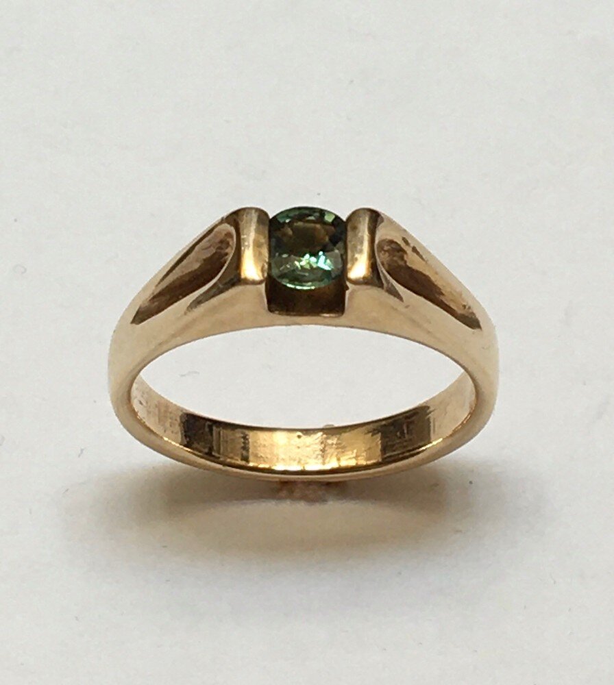 Gold Ring with Green Sapphire