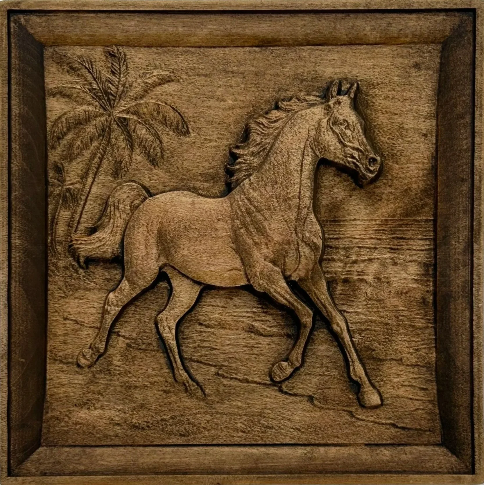 Horse on the Beach - Glazed Finish 9" x 9"