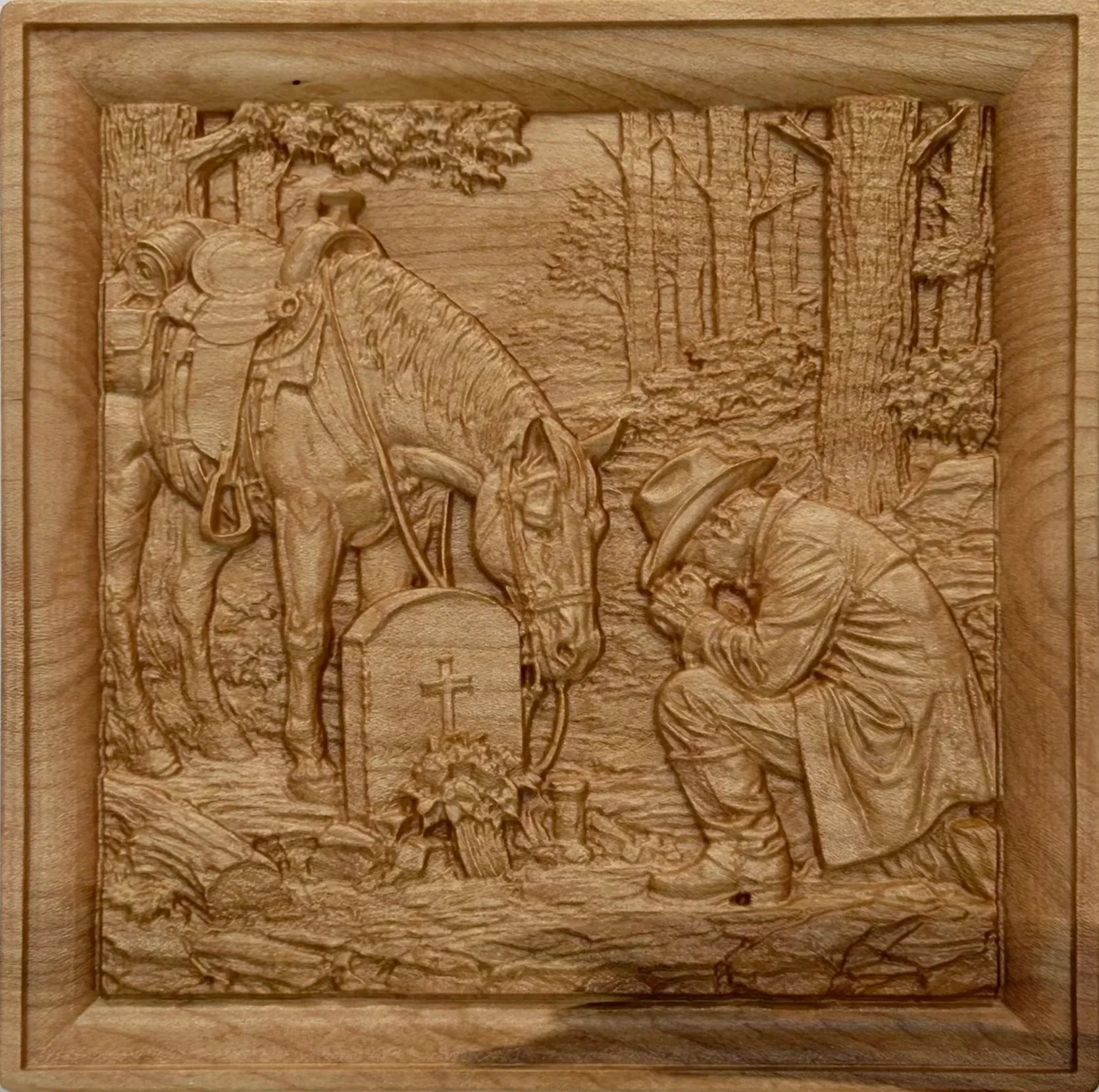 Graveside Visit - Colonial Maple Stain 9" x 9"