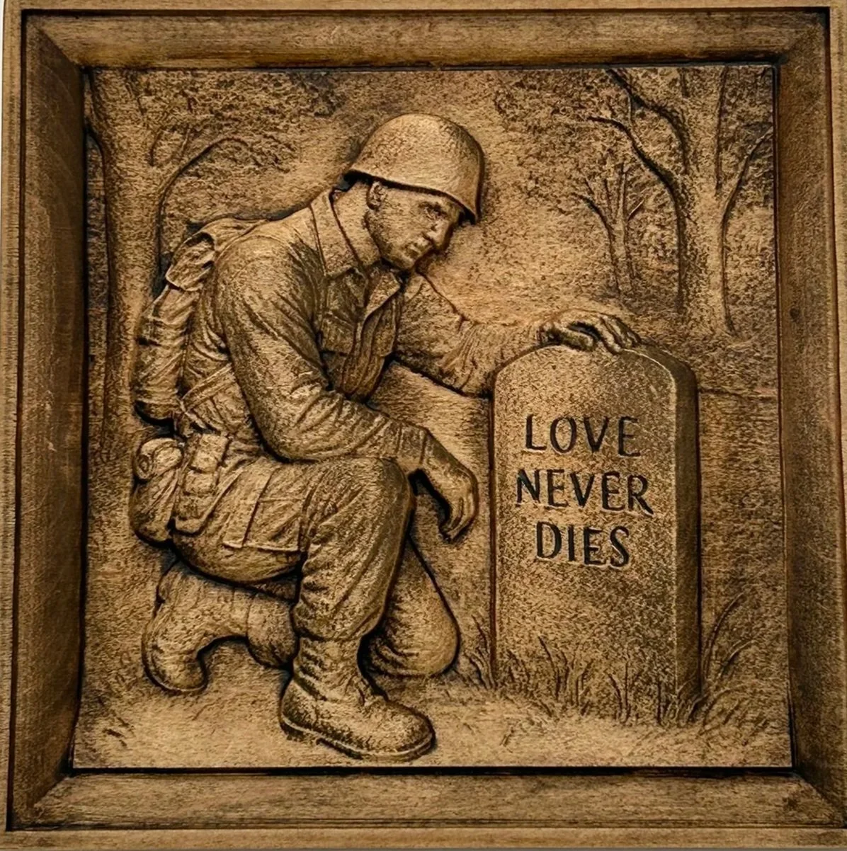 Love Never Dies - Glazed Finish 9" x 9"