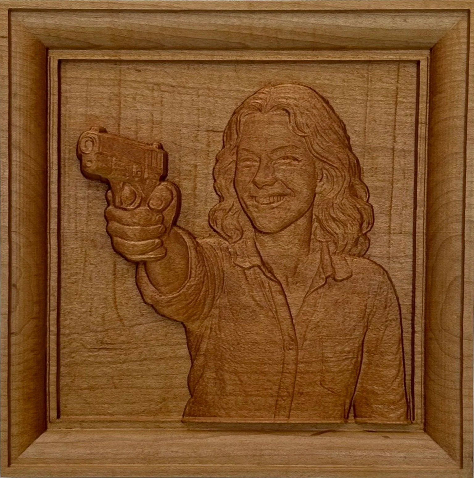 Day at the Range - Cherry Stain 7" x 7"