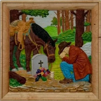 Graveside Visit - Hand Painted 9" x 9"