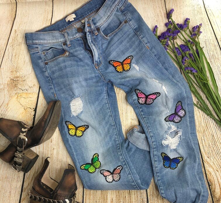 Upcycled Distressed Butterfly Crop