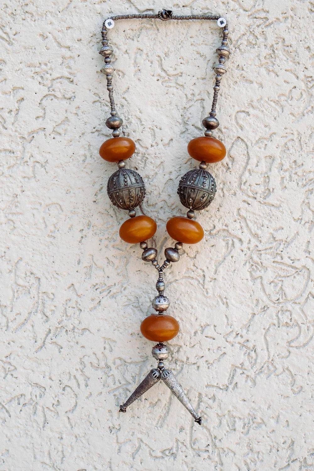 Harari Amber &amp; Silver Pendant Necklace