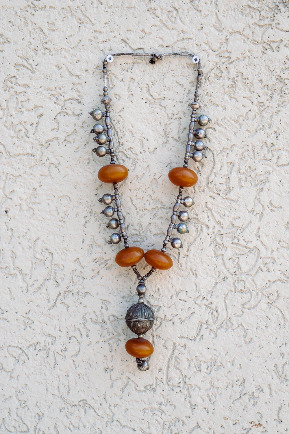 Harari Amber &amp; Silver Pendant Necklace