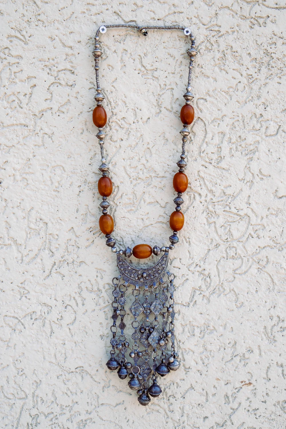 Harari Amber &amp; Silver Pendant Necklace