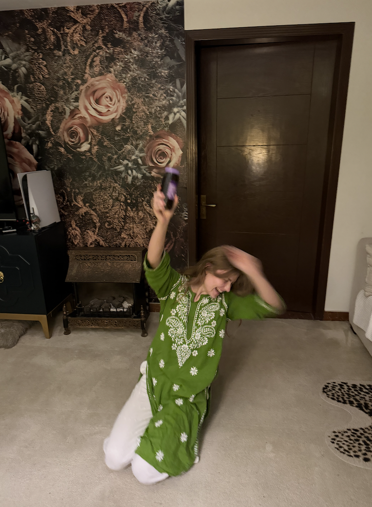 Stephanie when she gets olives 