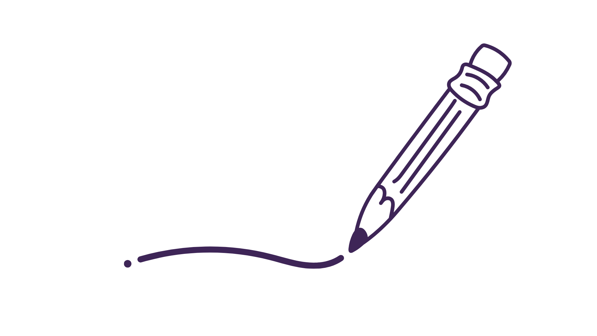Illustration of a purple pen drawing a line on a black background.