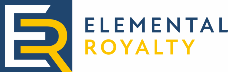 Logo with stylized letter E and R in blue and gold, and text 'ELEMENTAL ROYALTY' in blue and gold colors.