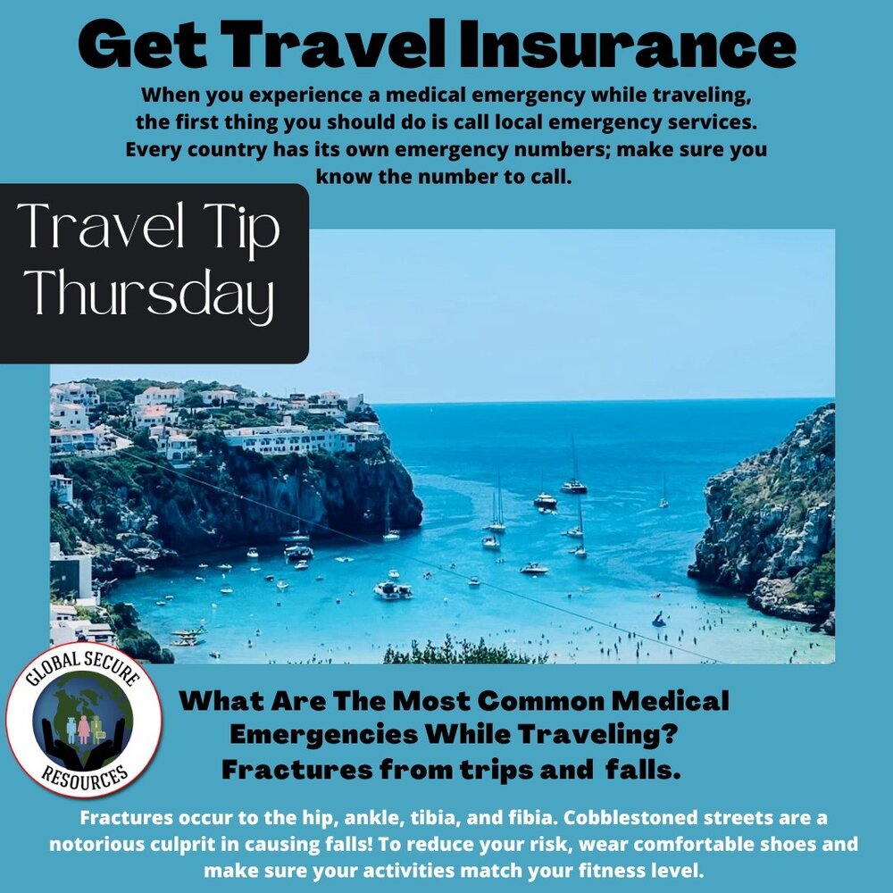 Travel Tip Thursday Get Travel Insurance and a Travel Safety Briefing
Travel with Confidence. 
We provide private travel consultations to improve personal safety and security. Individuals are encouraged to ask questions and share travel concerns. Glo