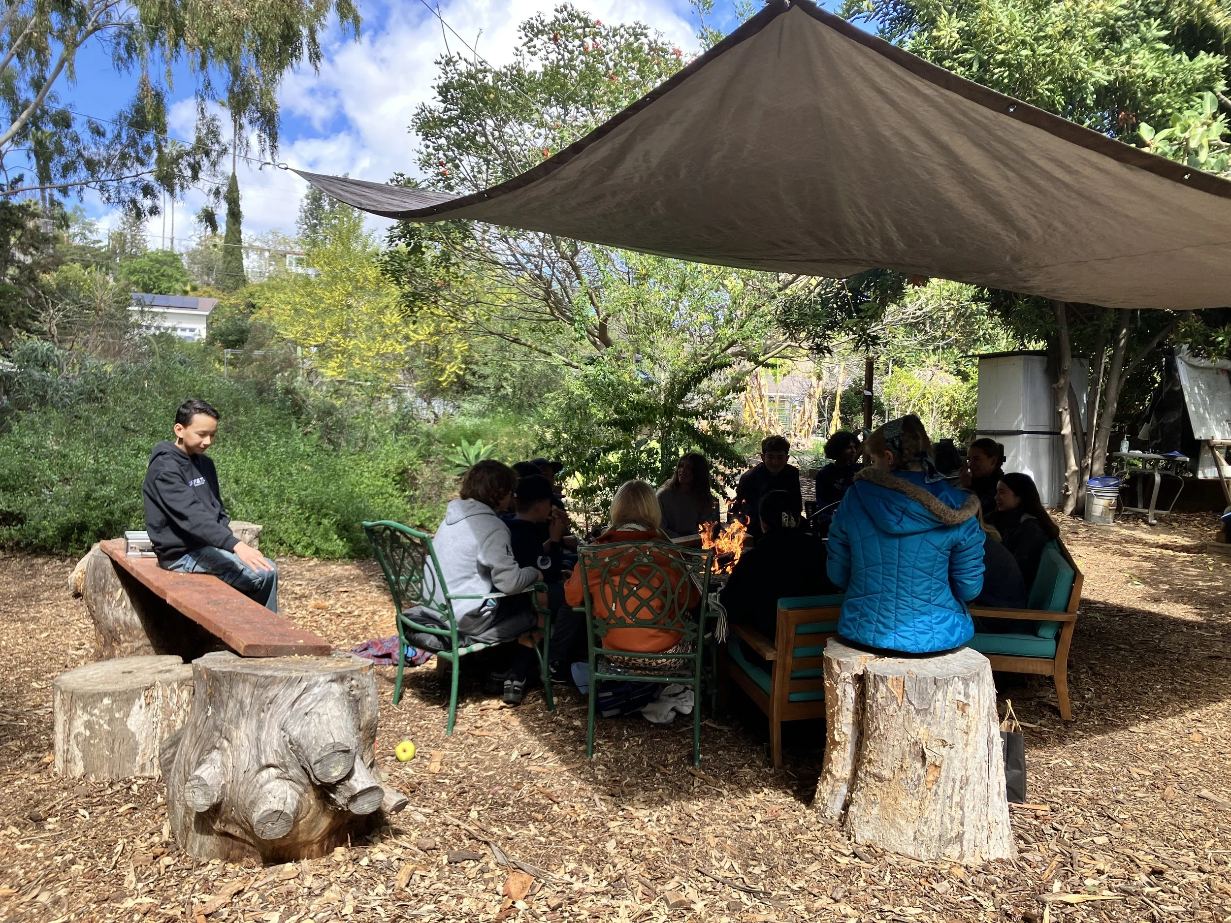 Fire on a cold damp day