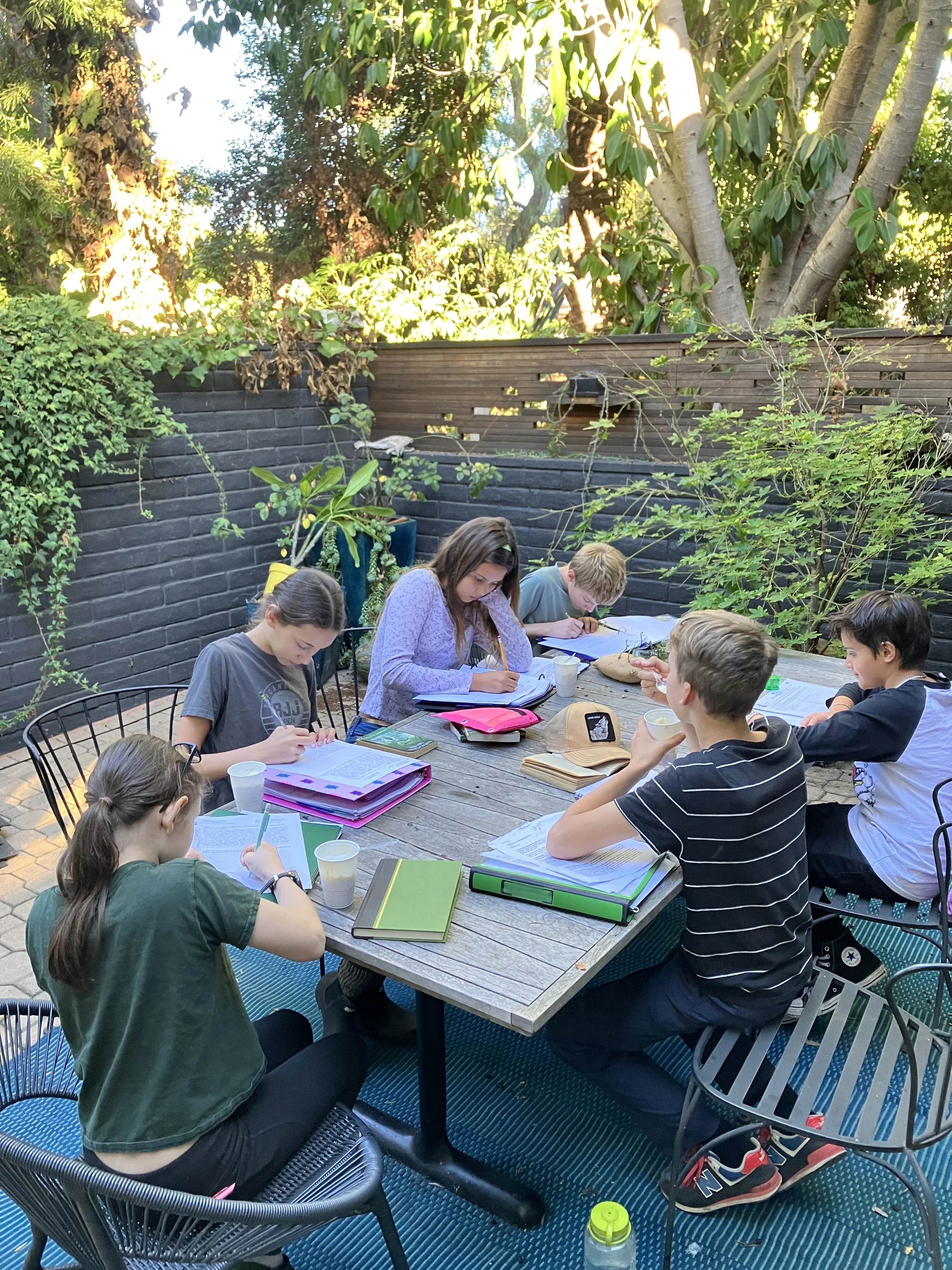 The cattle team eating their fresh lemon frozen yogurt
