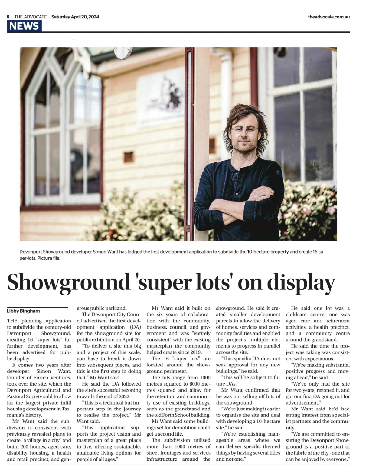 'Super lots' revealed in next stage of Devonport Showground redevelopment