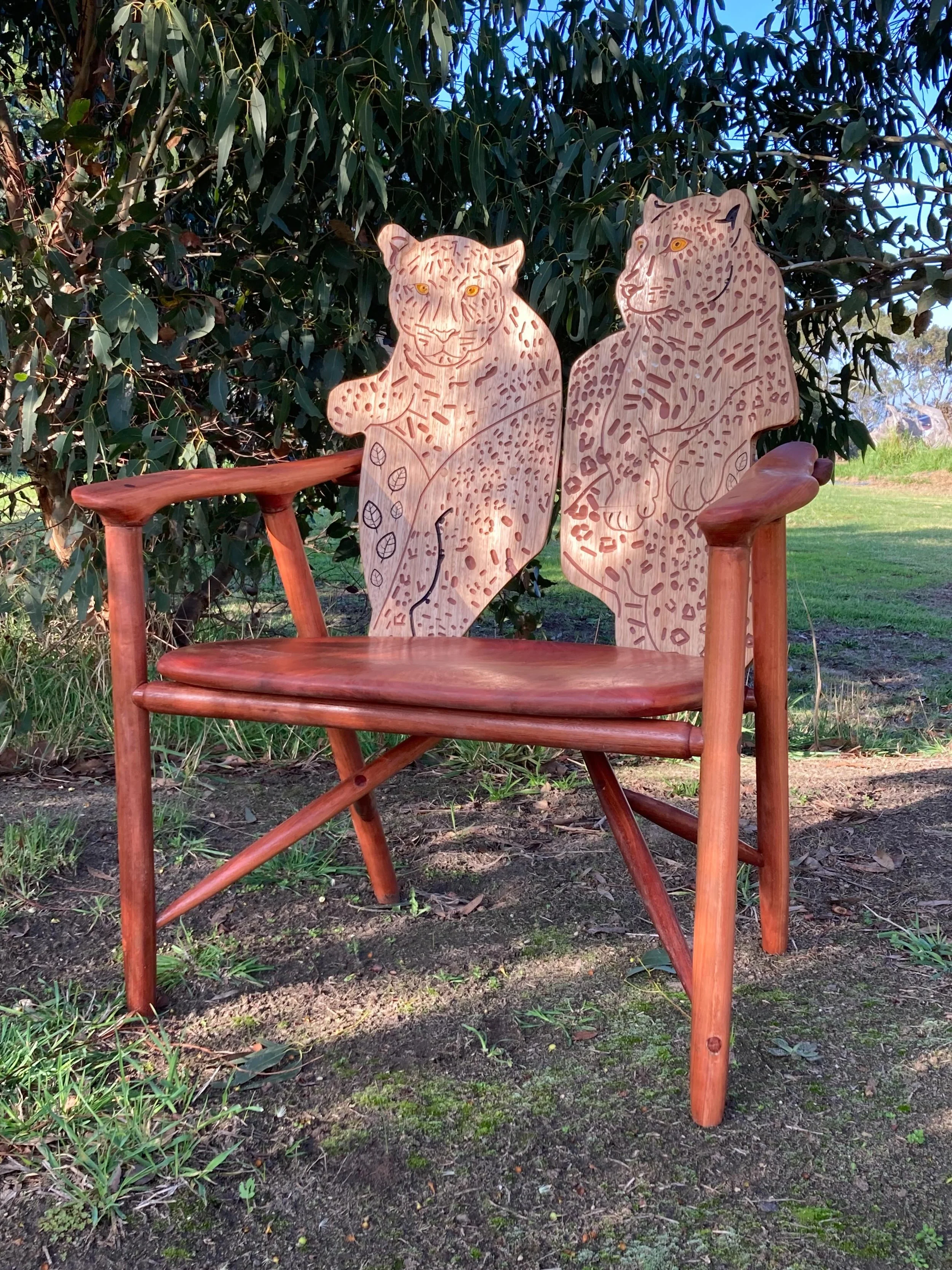 The Leopard Emperor chair crafted from QLD Bluegum and messmate. See it at @friends.associates 100 chairs exhibition at @abbotsfordconvent as part of @ngvmelbourne Melbourne Design Week.