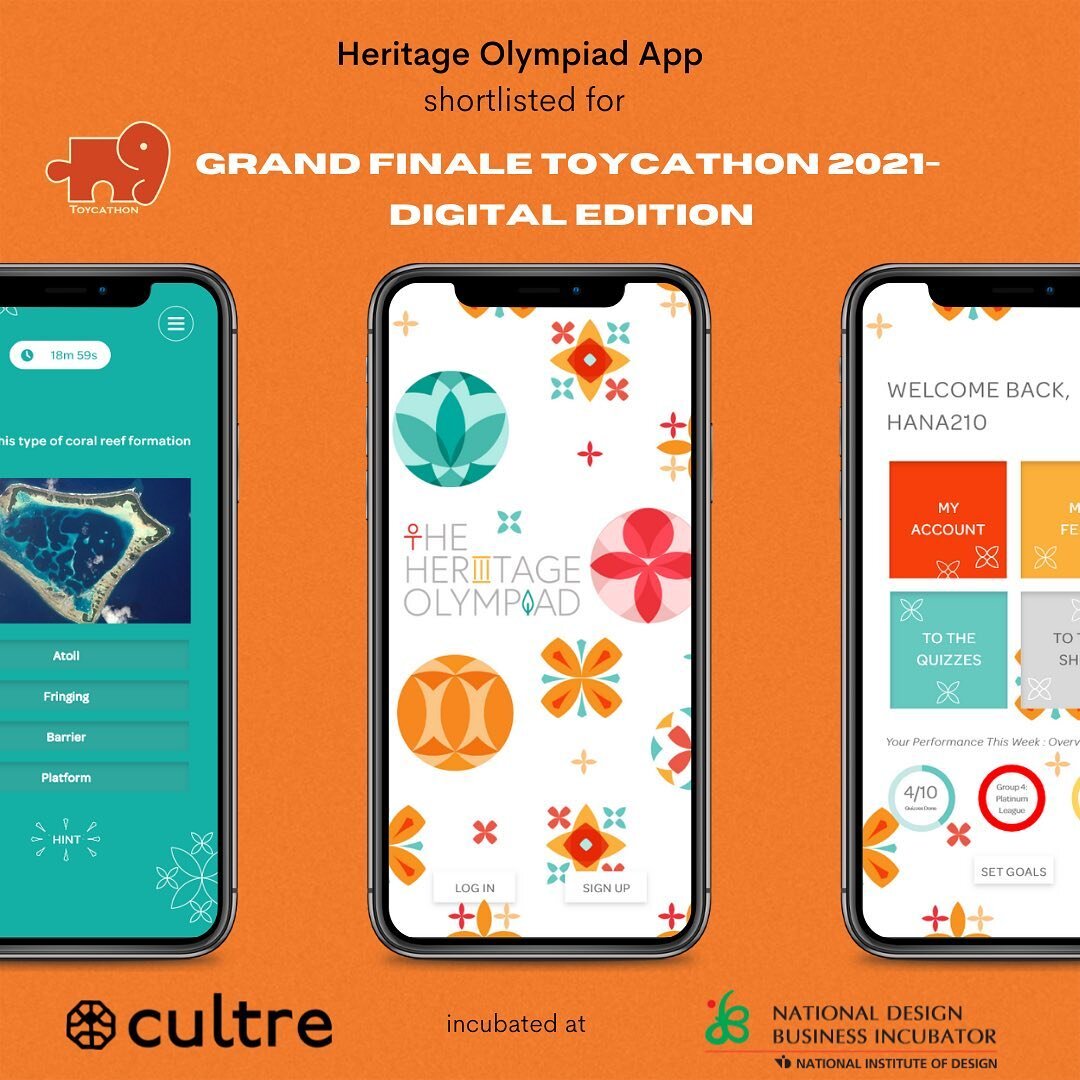 We are happy to announce that we have been shortlisted for the Grand Finale of the Toycathon 2021- Digital Edition for our proposed Heritage Olympiad app!

#toycathon&nbsp;#toycathon21&nbsp;#toycathonindia&nbsp;#toycathondigital&nbsp;#toycathon_2021&