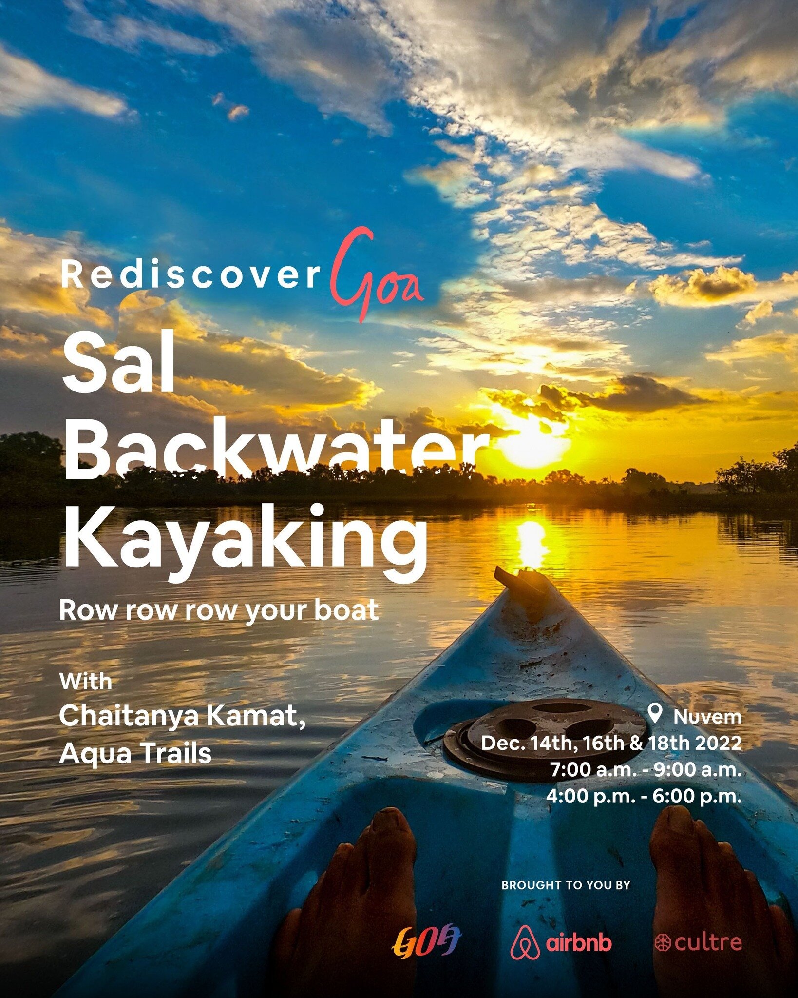 Row through the backwaters of the Sal river while watching a beautiful sunset or a soothing sunrise, whatever you prefer! Get up close with the birds and fishes that make lush ecosystem of the Sal mangroves. Book your spot today; limited spots availa