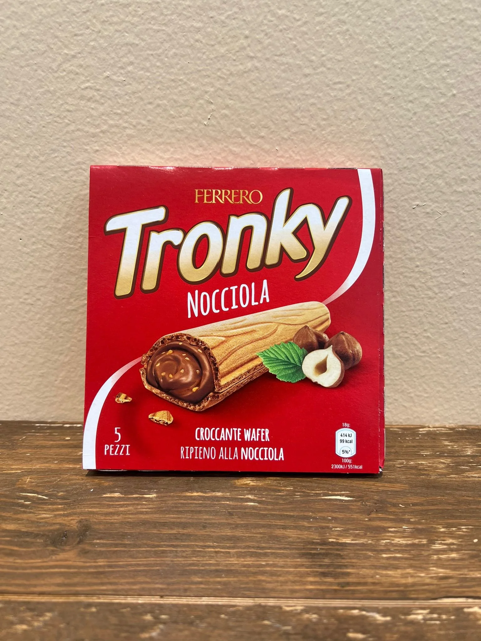 Tronky – krispig wafer med hasselnötskräm (5 stycken wafers individuellt förpackade