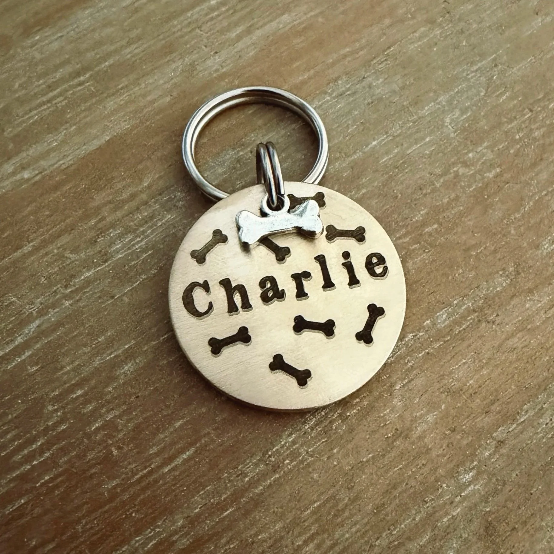 Brass Bone Pattern Tag