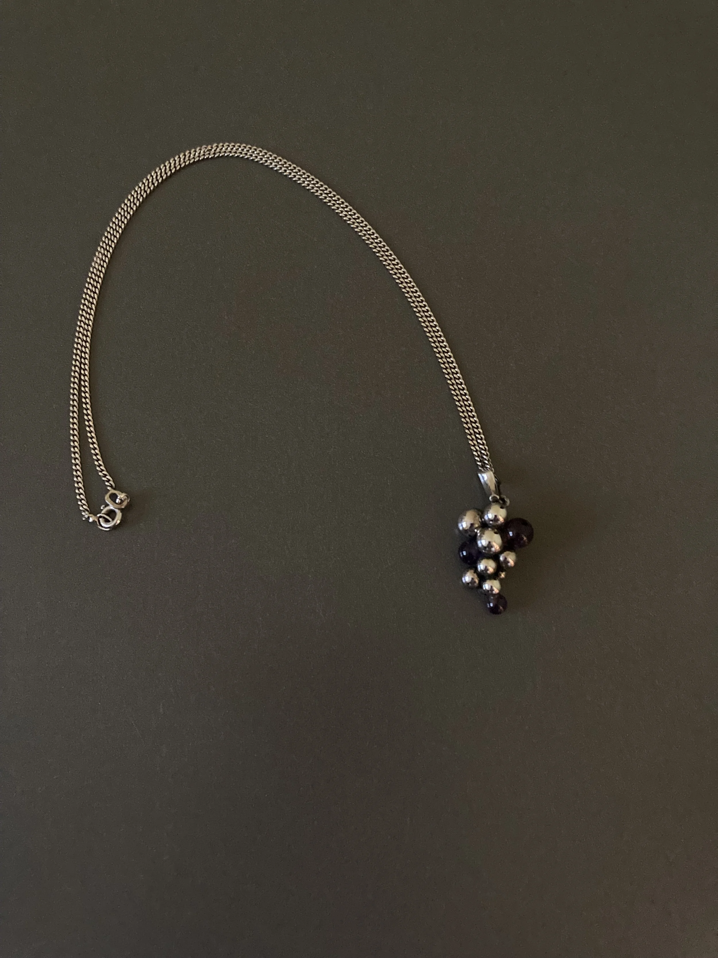 Georg Jensen Silver and Amethyst "Moonlight Grape" Pendant.