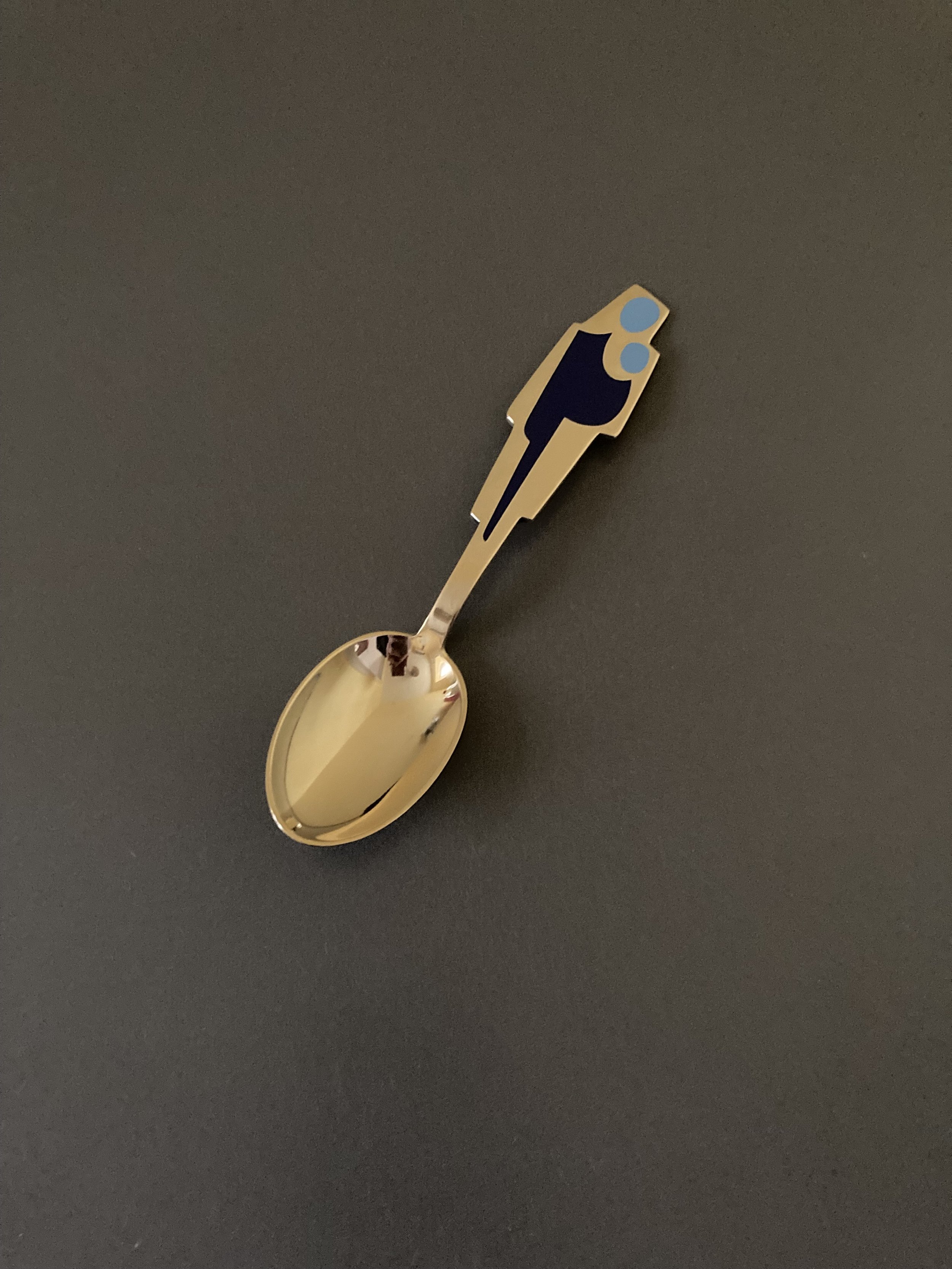 Danish Silver Gilt and Enamel Christmas Spoon. 1962.
