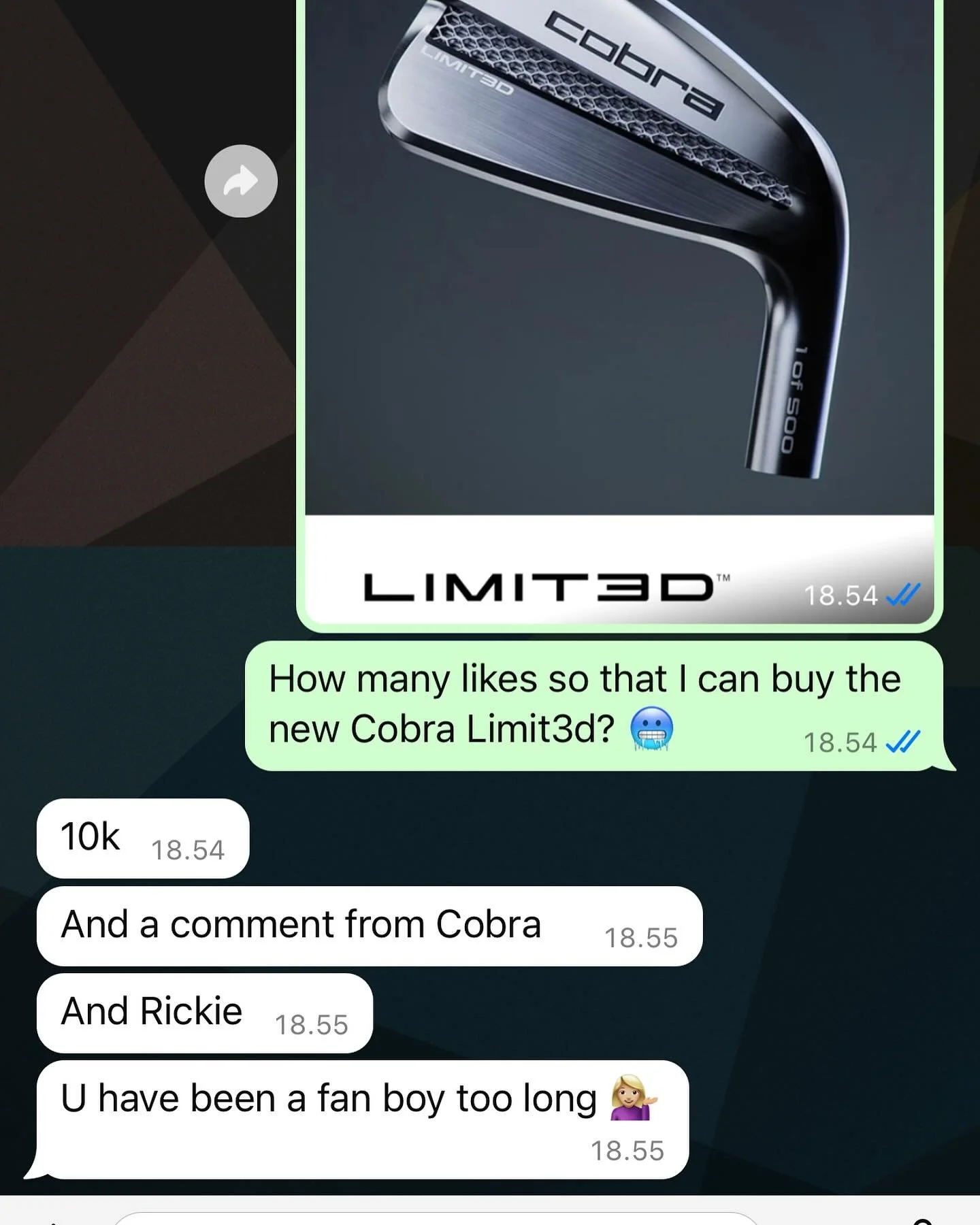 We are already at +6k likes in TikTok - now it is just to get to 10k and get @rickiefowler and @cobragolf to comment - we are getting there bois! 🤌