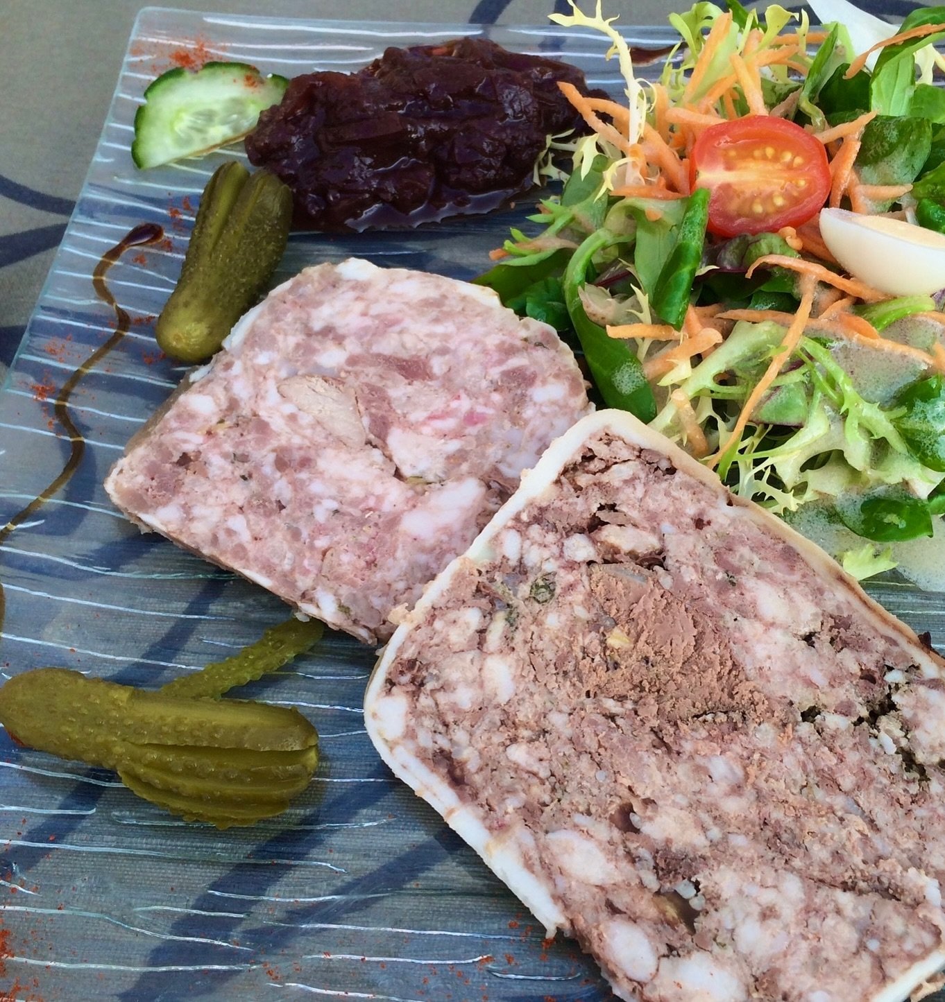 ~~ A yummy slice of French terrine ~~
One of these days I will have the time to make my own!
But for now, there is homemade chutney on the plate and cornichons growing in the Potager &hellip;.

#terrine #terrinedecampagne #yummy #frenchfoodlovers #mi