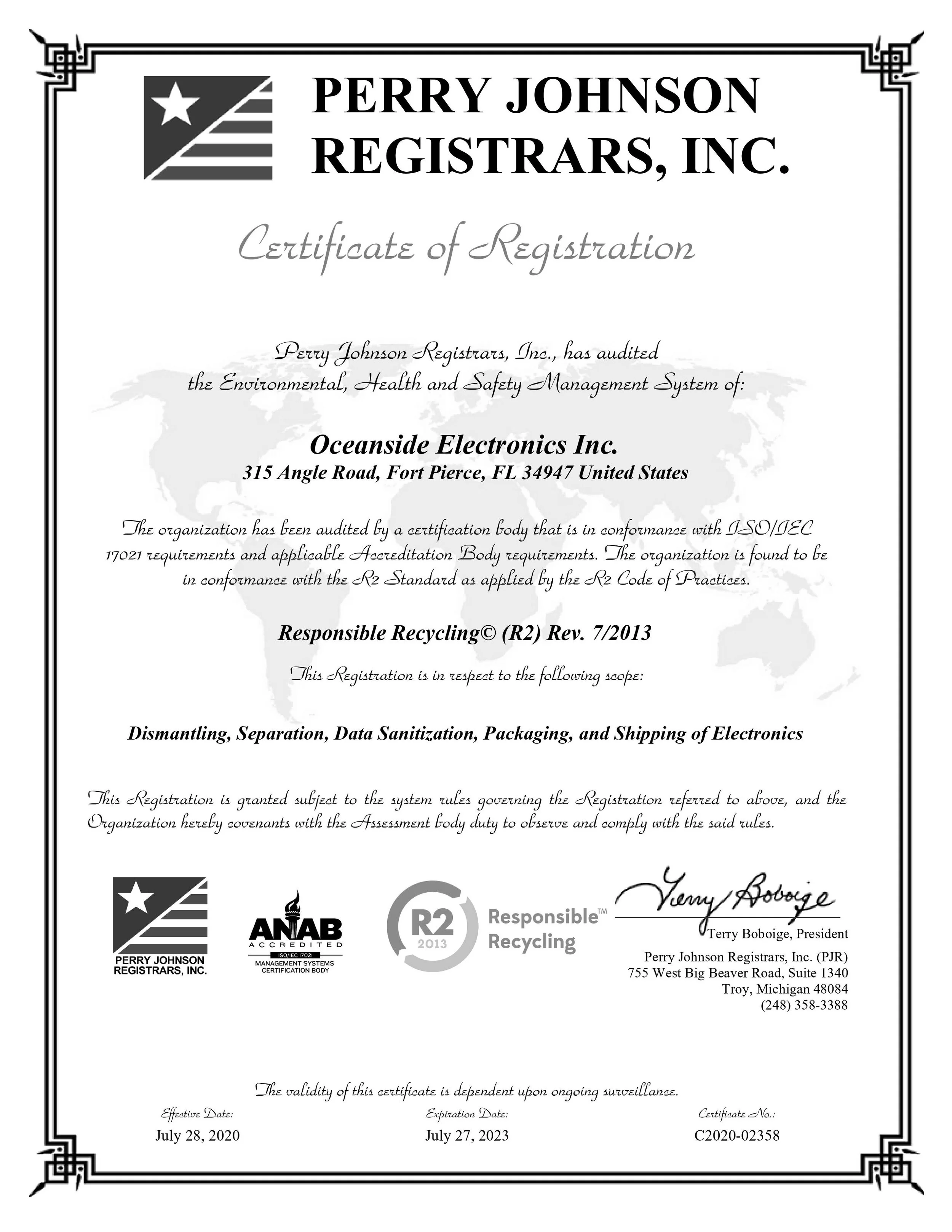 R2 — Oceanside Electronics Inc.