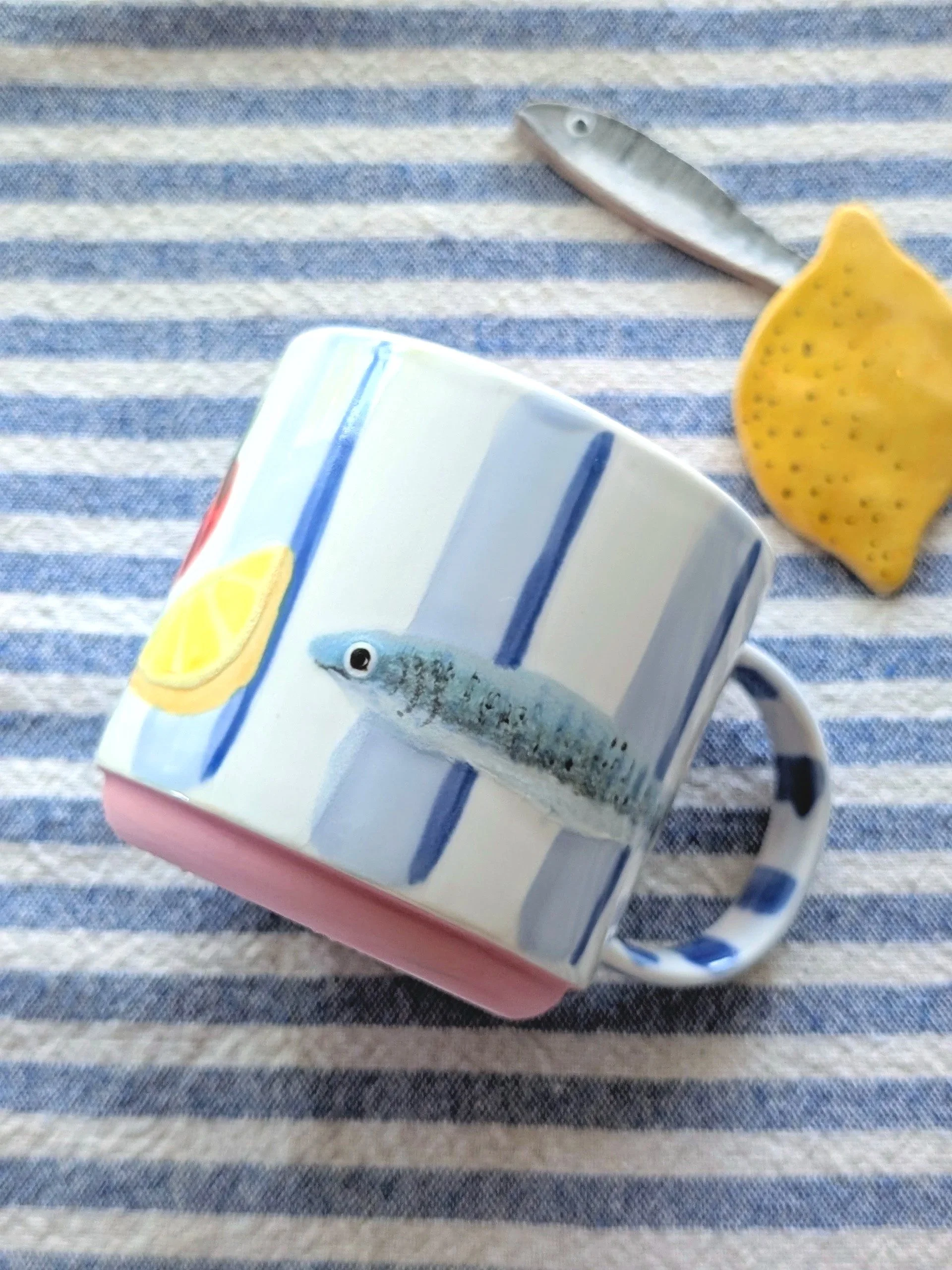 Blue Stripe Stacking Sardine Mug