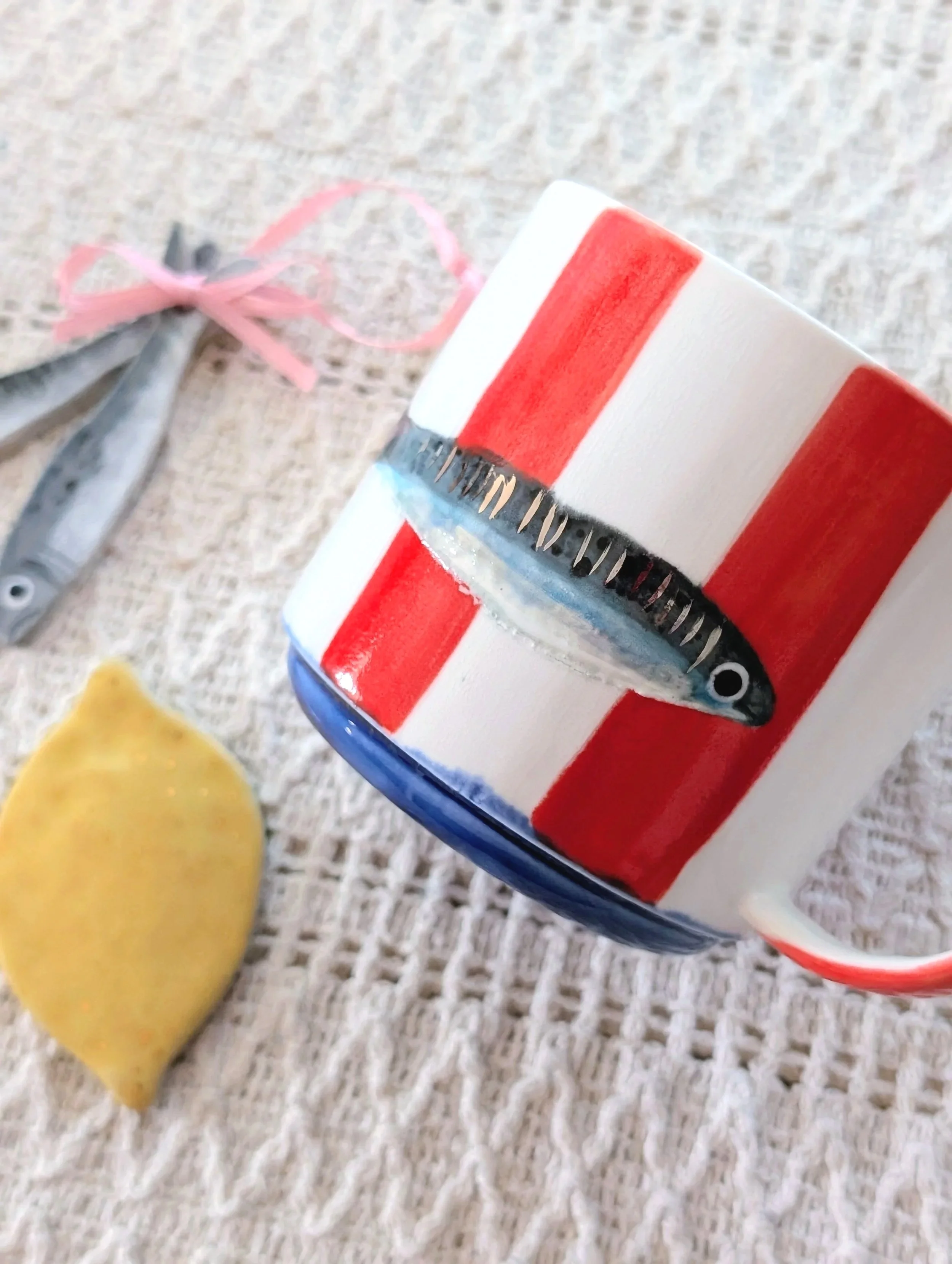 Red Stripe Stacking Sardine Mug