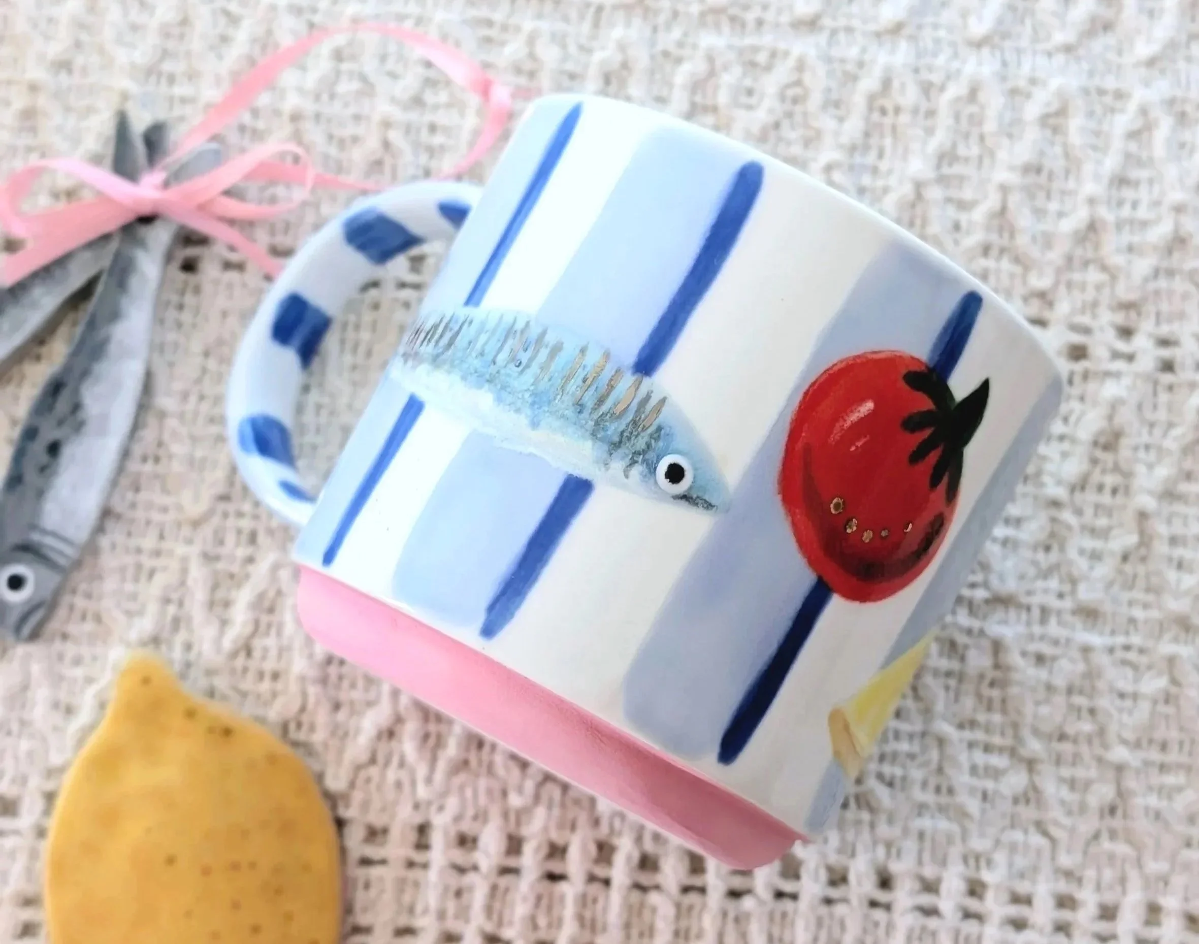 Blue Stripe Stacking Sardine Mug