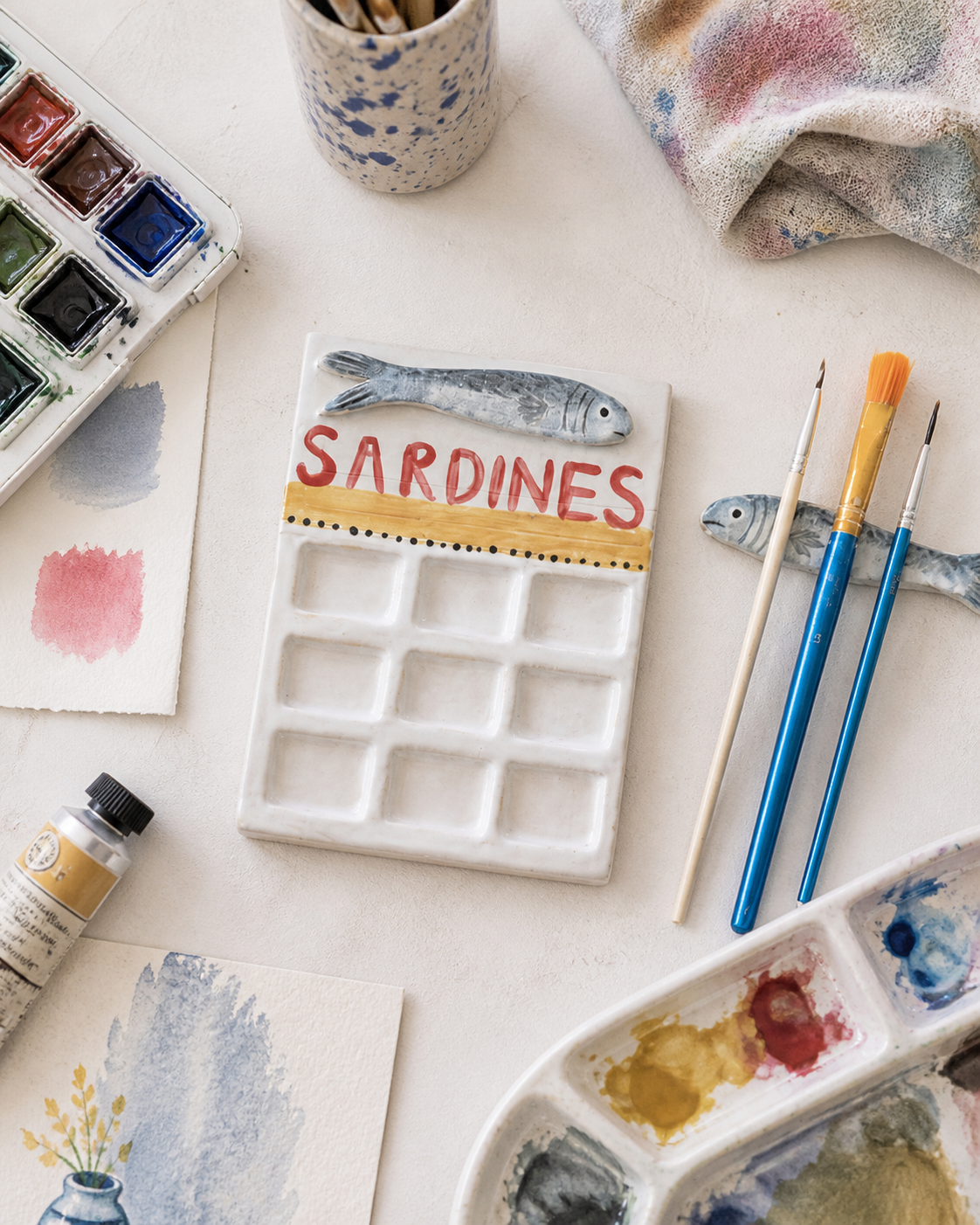 Sardine Paint Palette  Brush Rest