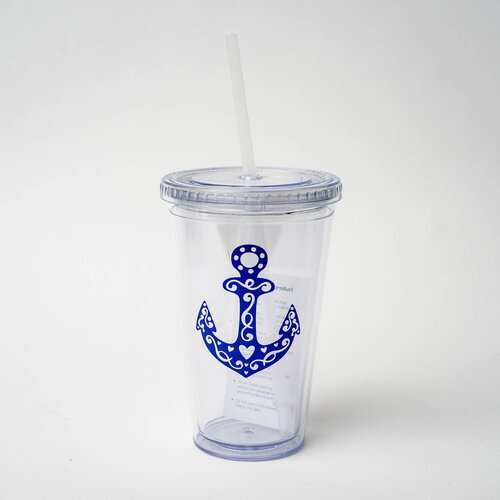 Custom printed drinking cup - peace sign. Product photograph by N. Lalor Photography in Greenwich Connecticut.