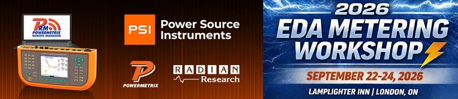 Event banner for the 2026 EDA Metering Workshop held September 22-24, 2026 at the Lamplighter Inn in London, Ontario