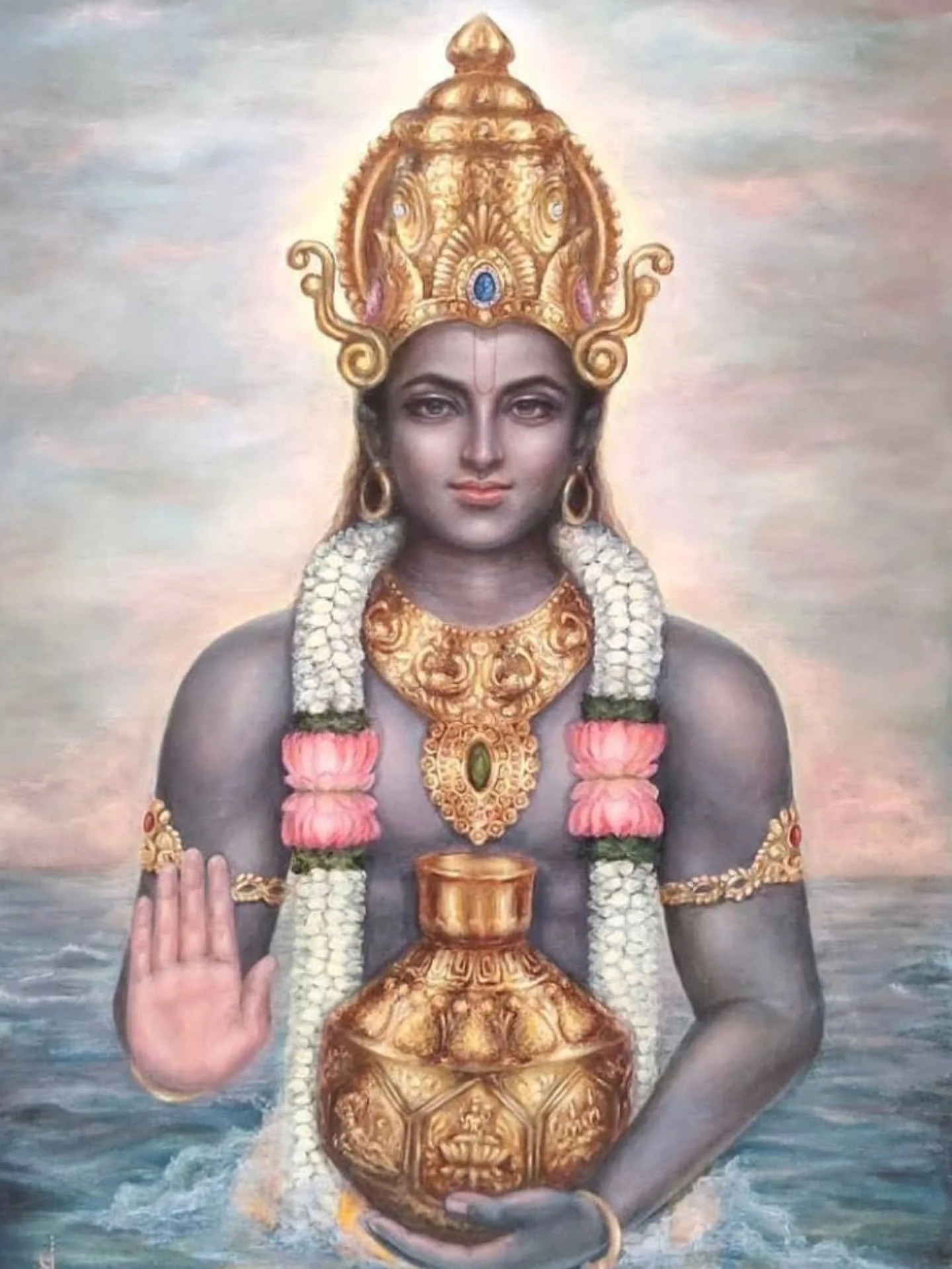 Dhanterus blessings to all.✨️🪔✨️
Diwali begins with inviting Mahalakshmi into our homes .

Also marks the birth of Dhanvantri . He appeared from the ocean . He emerged during the&nbsp;Samudra Manthan&nbsp;(churning of the ocean) holding a pot of Amr