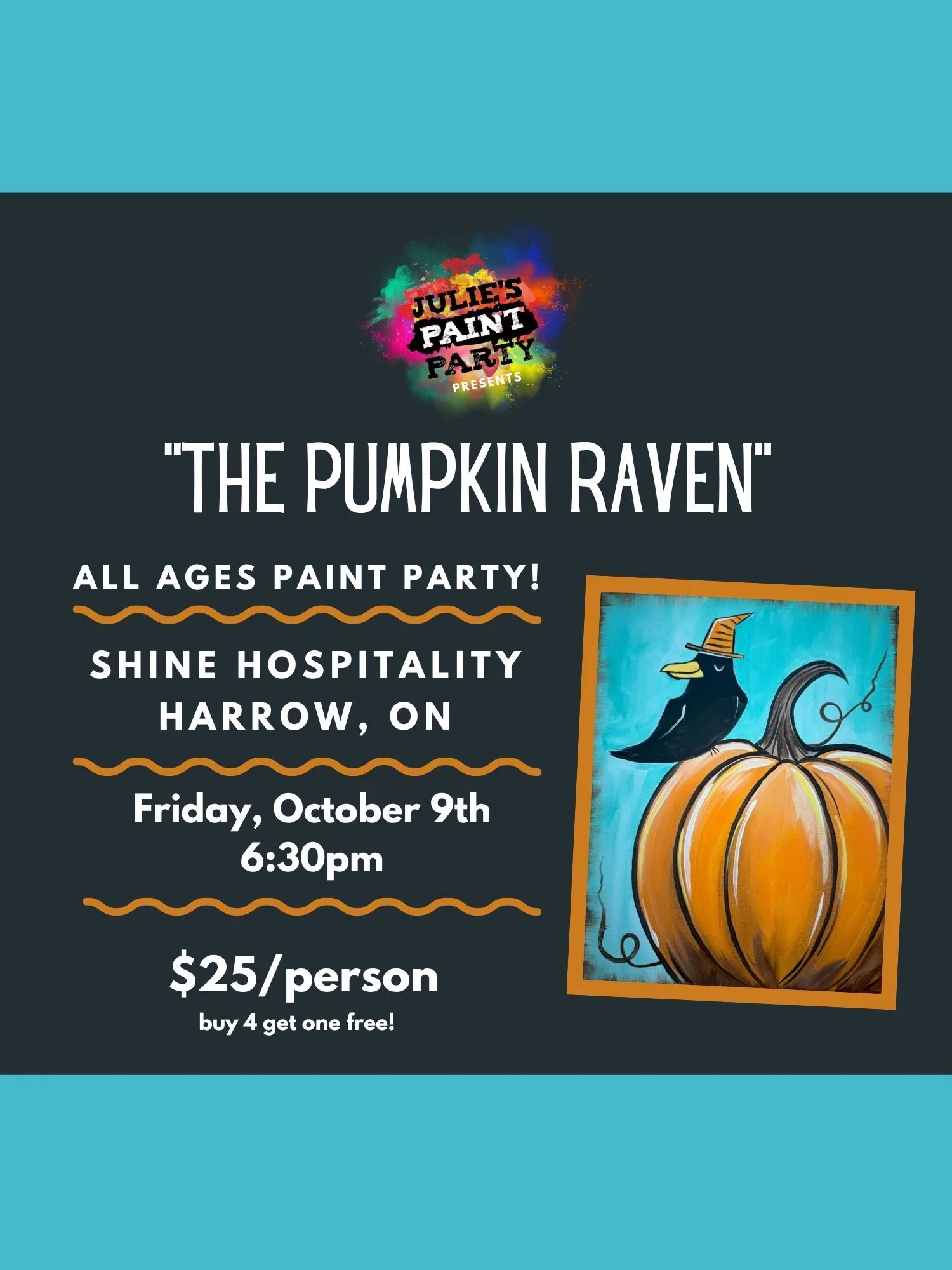 "THE PUMPKIN RAVEN"  ALL AGES Paint Party at SHINE in HARROW! Friday, October 9th @ 6:30pm