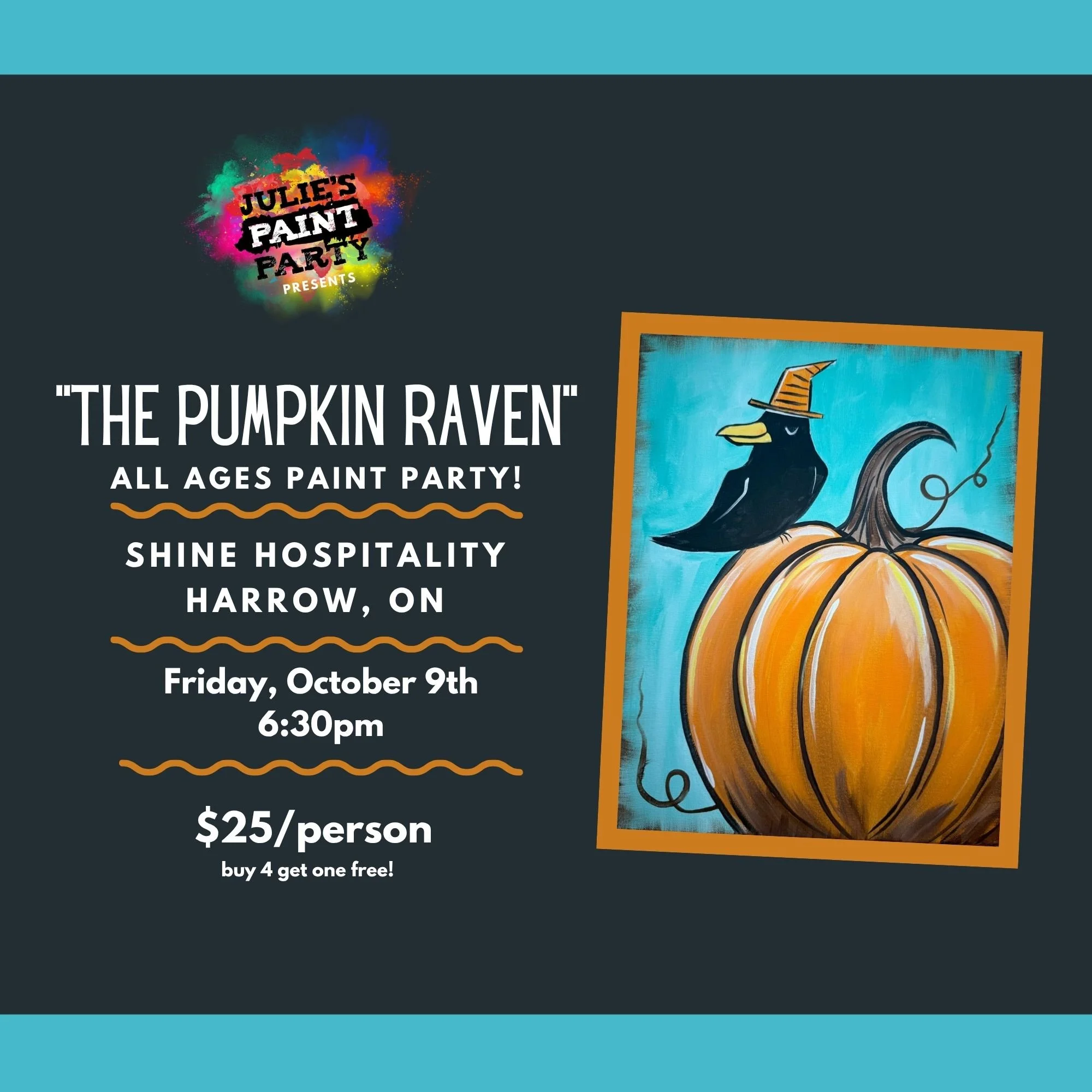 "THE PUMPKIN RAVEN"  ALL AGES Paint Party at SHINE in HARROW! Friday, October 9th @ 6:30pm