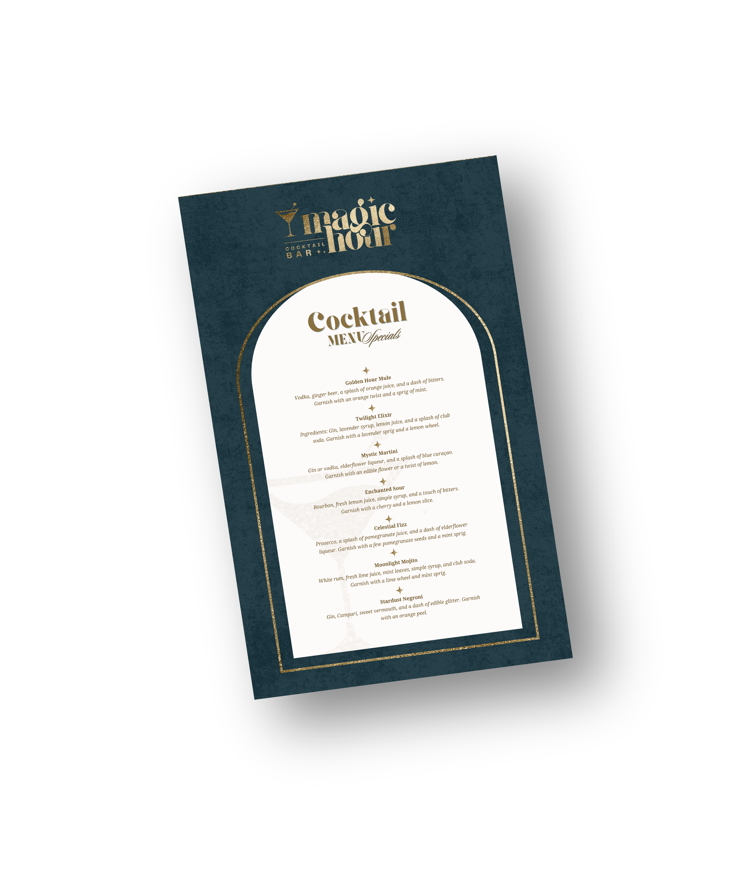 Menu for cocktail bar