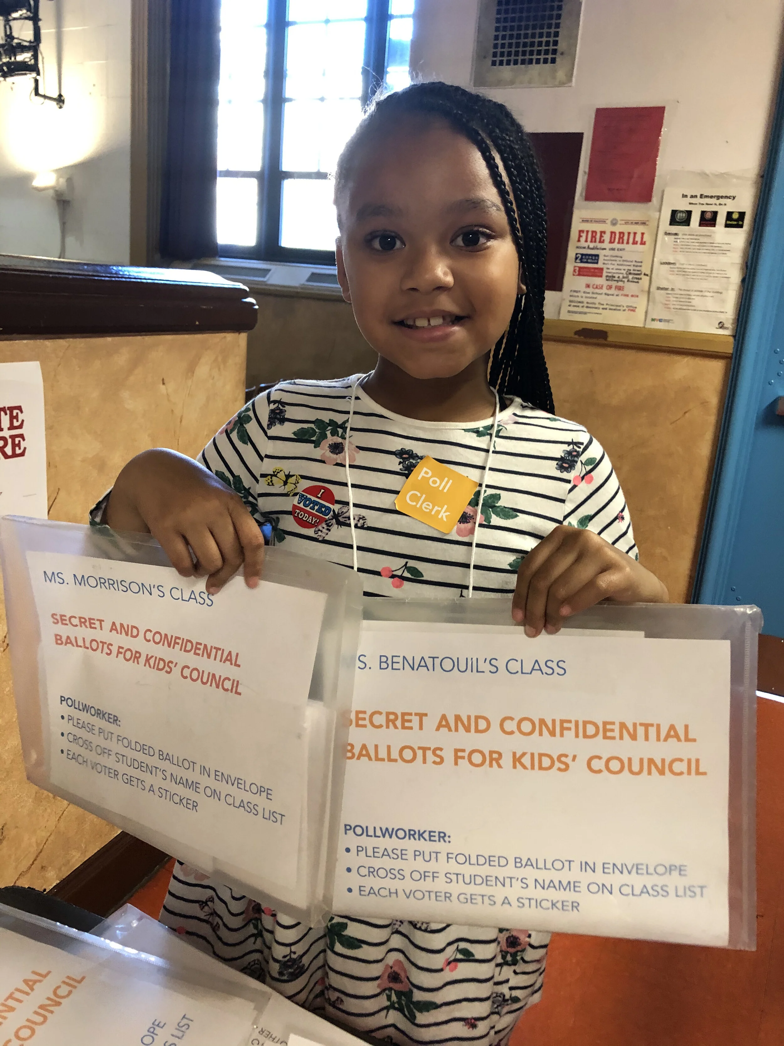 4th and 5th graders run for Kids’ Council inn 2019 at PS20 in Brooklyn, NY using secret ballots. By using Rank Choice Voting any student who wants to run may be included on the ballot.