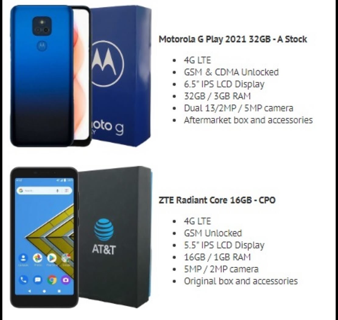 Selling LOW END Smartphones 

Motorola G Play 2021 32GB - A Stock
ZTE Radiant Core 16GB - CPO
�ZTE BLADE ADVANTAGE 2 16GB - A Stock
�SCHOK VOLT SV55 16GB - NEW

https://icont.ac/4Y4da

- #wts #selling #wholesale #cellphones #smartphones #motorola #zt